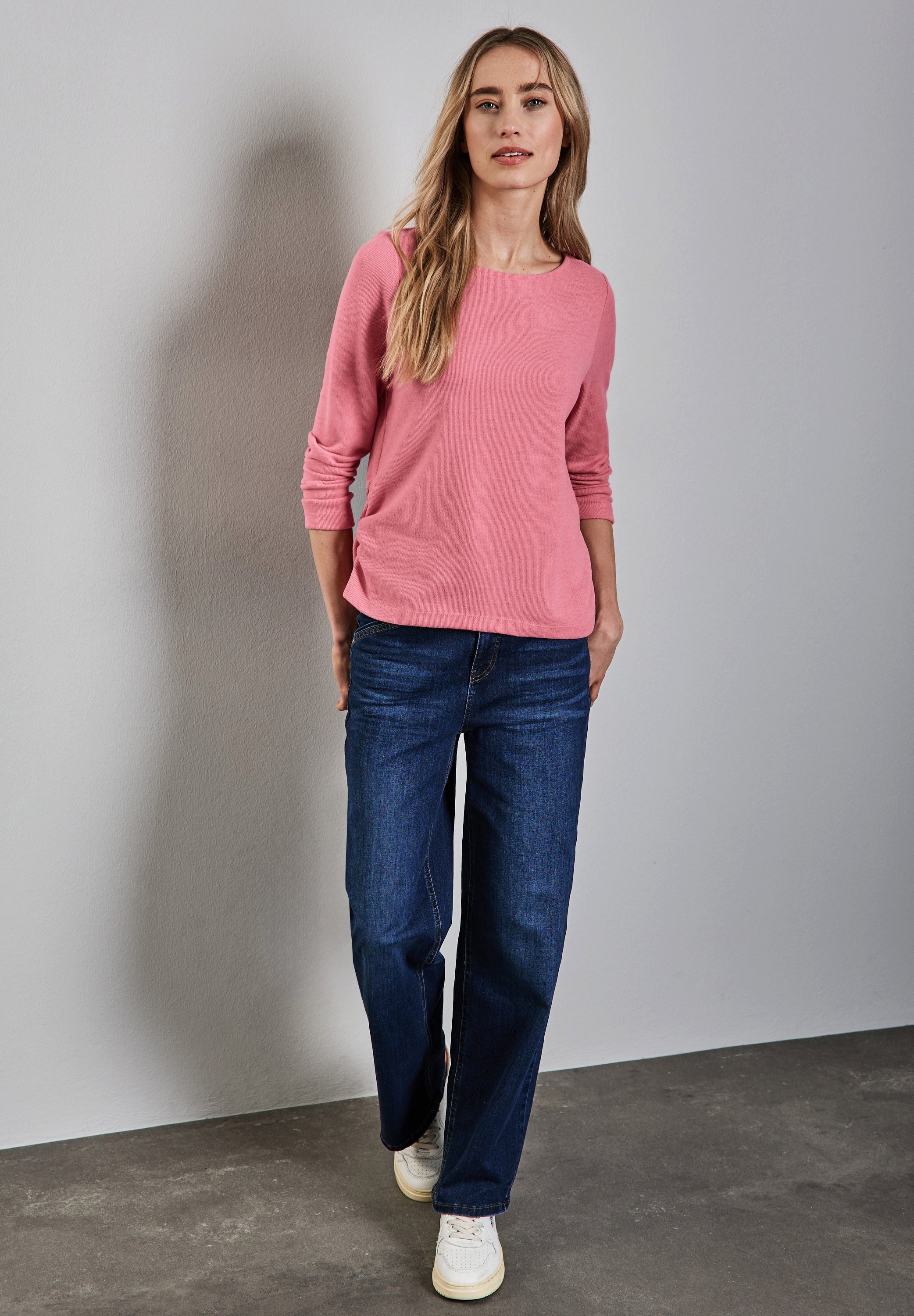 STREET ONE Langarmshirt, aus softem Materialmix günstig online kaufen