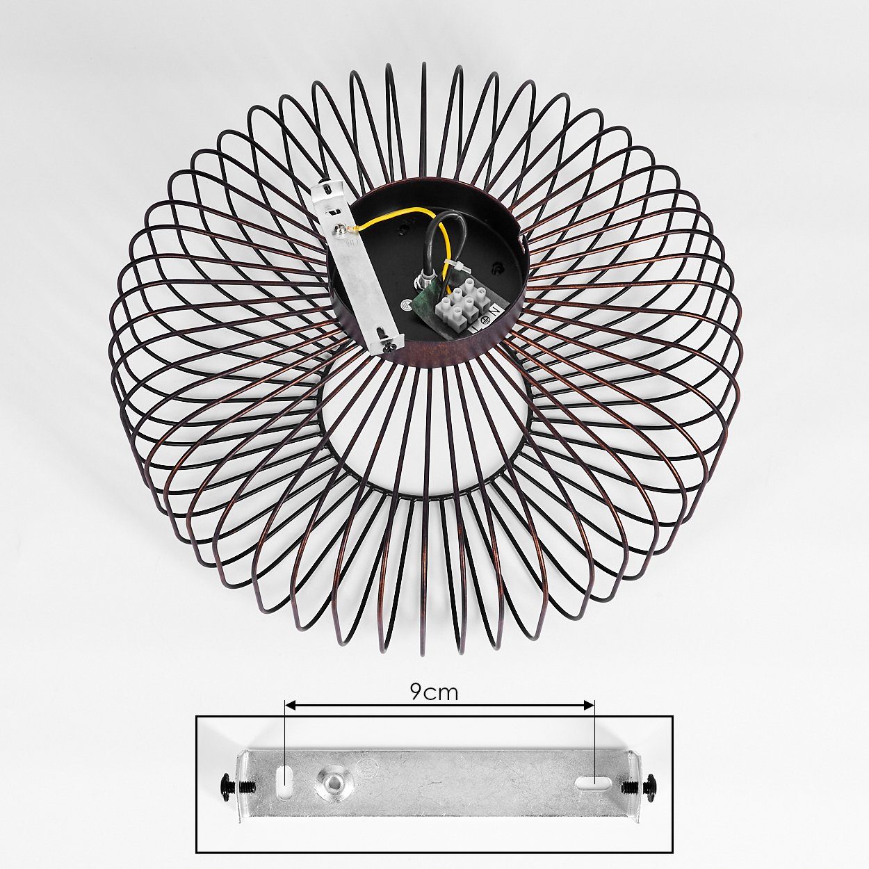 hofstein Deckenleuchte »Pieris« runde Deckenlampe aus Metall in Schwarz/Kupfer, ohne Leuchtmittel, E27, Retro-Leuchte mit Lichteffekt durch Gitter-Optik – Bild 5 von 5