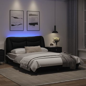 vidaXL Bett Bettgestell mit LED Schwarz und Weiß 140x200 cm Kunstleder