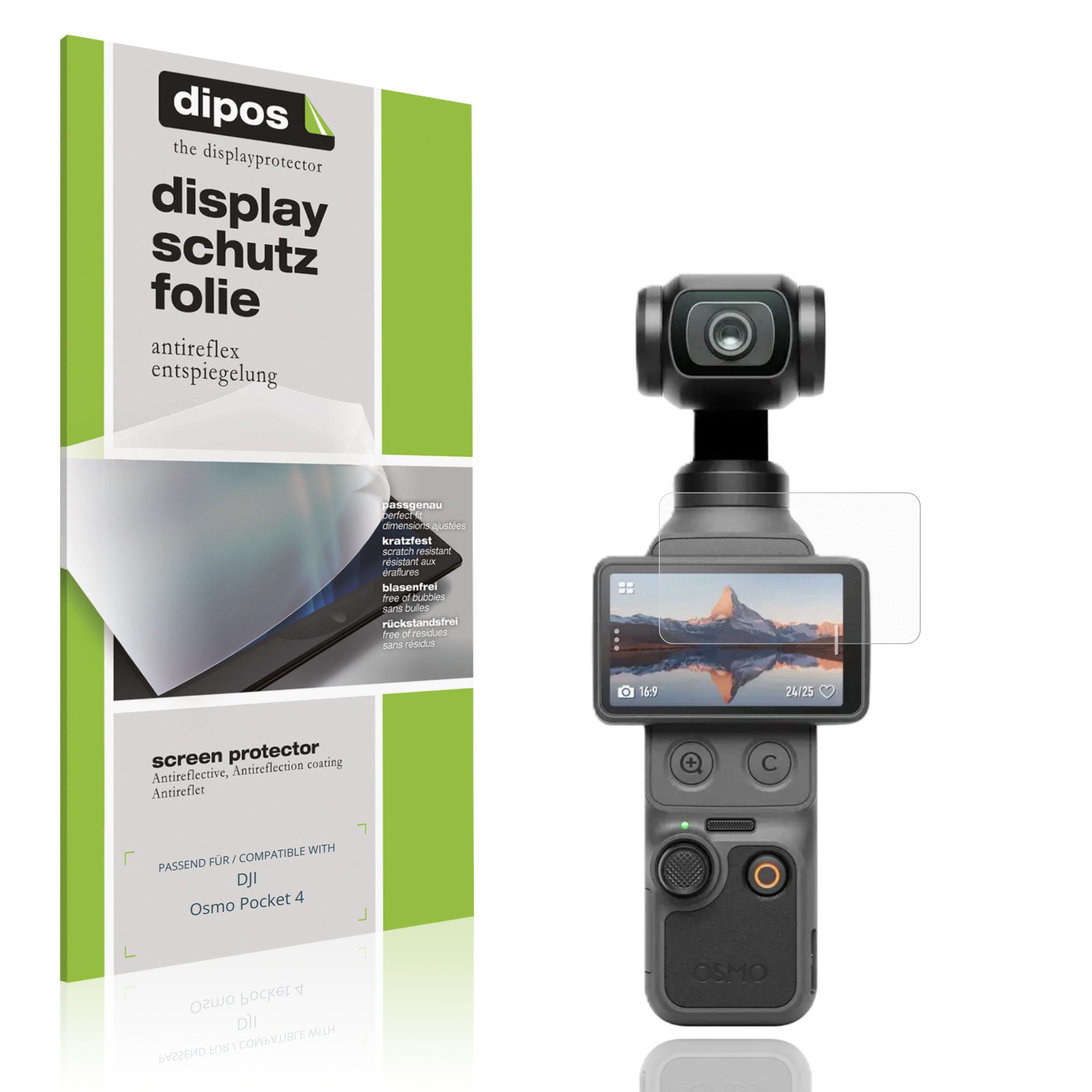 dipos Displayschutzfolie Schutzfolie für DJI Osmo Pocket 4, 4 Stück, Displayschutz Schutz Folie Made in Germany