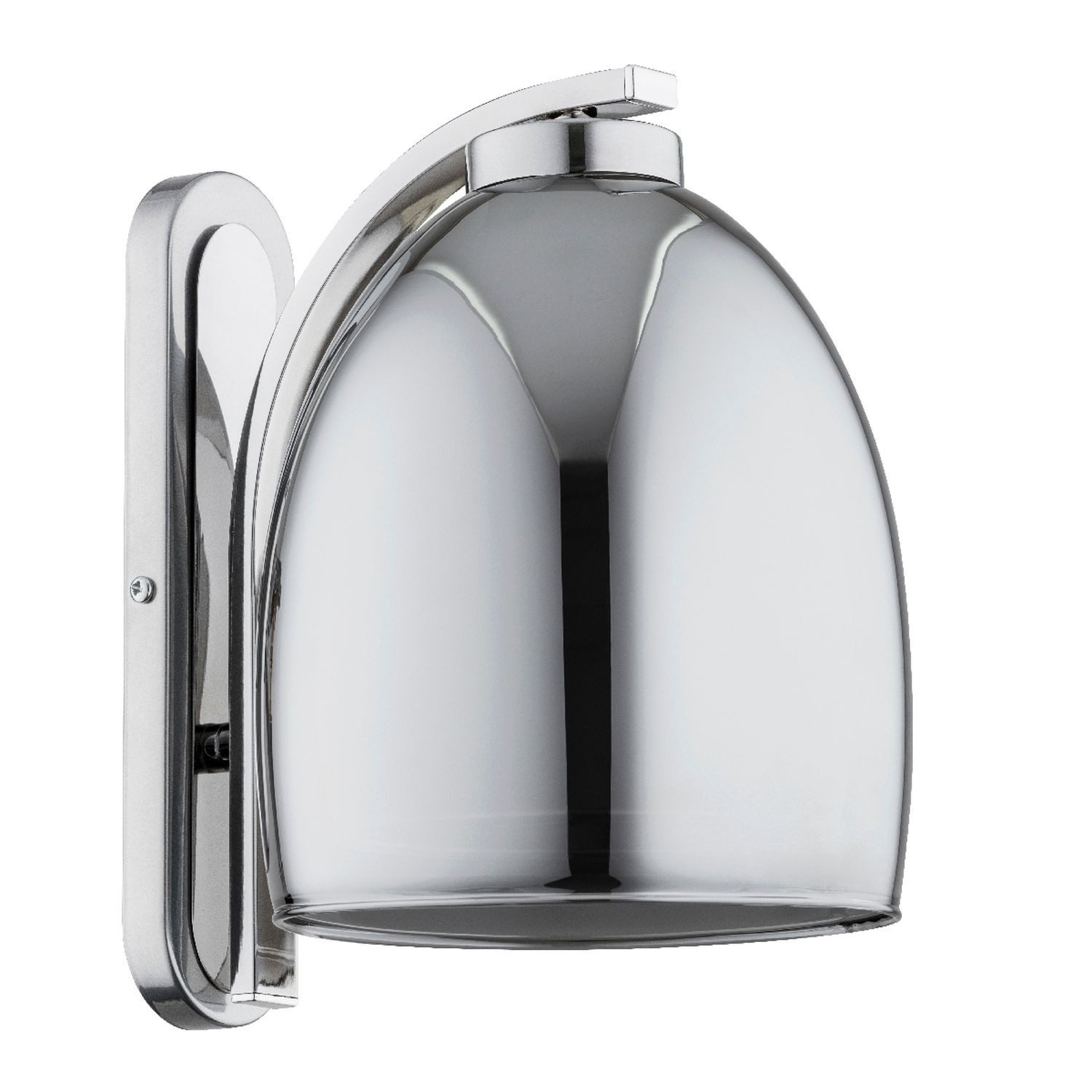 Licht-Erlebnisse Wandleuchte KELALI, ohne Leuchtmittel, Metall Glas E27 27 cm hoch Chrom Rauchglas Modern Downlight