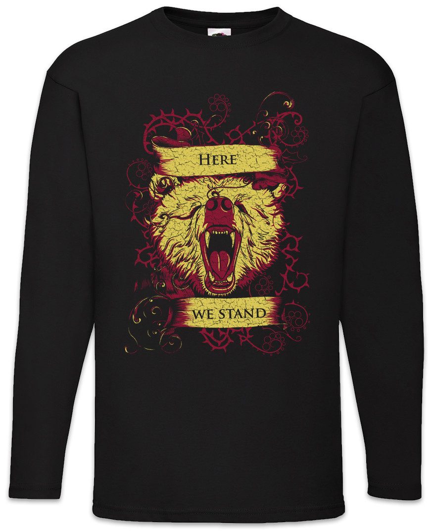 Langarmshirt Here We Stand Langarm T-Shirt Affe Cowboy Hut Stern Star Western Hat