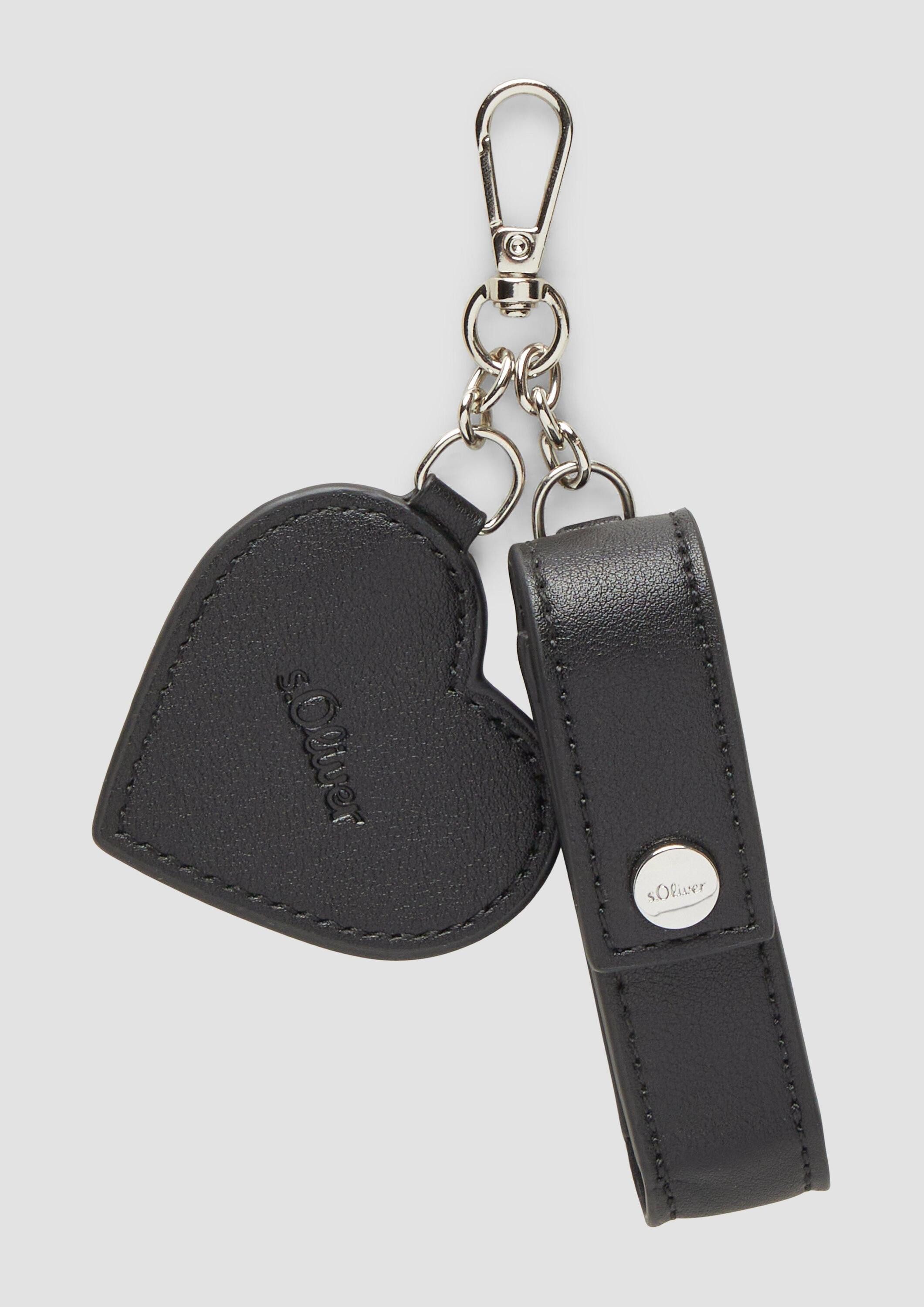 s.Oliver Schlüsselanhänger Tasche, Tasche in Leder-Optik mit Logo-Niete und Druckknopfverschluss