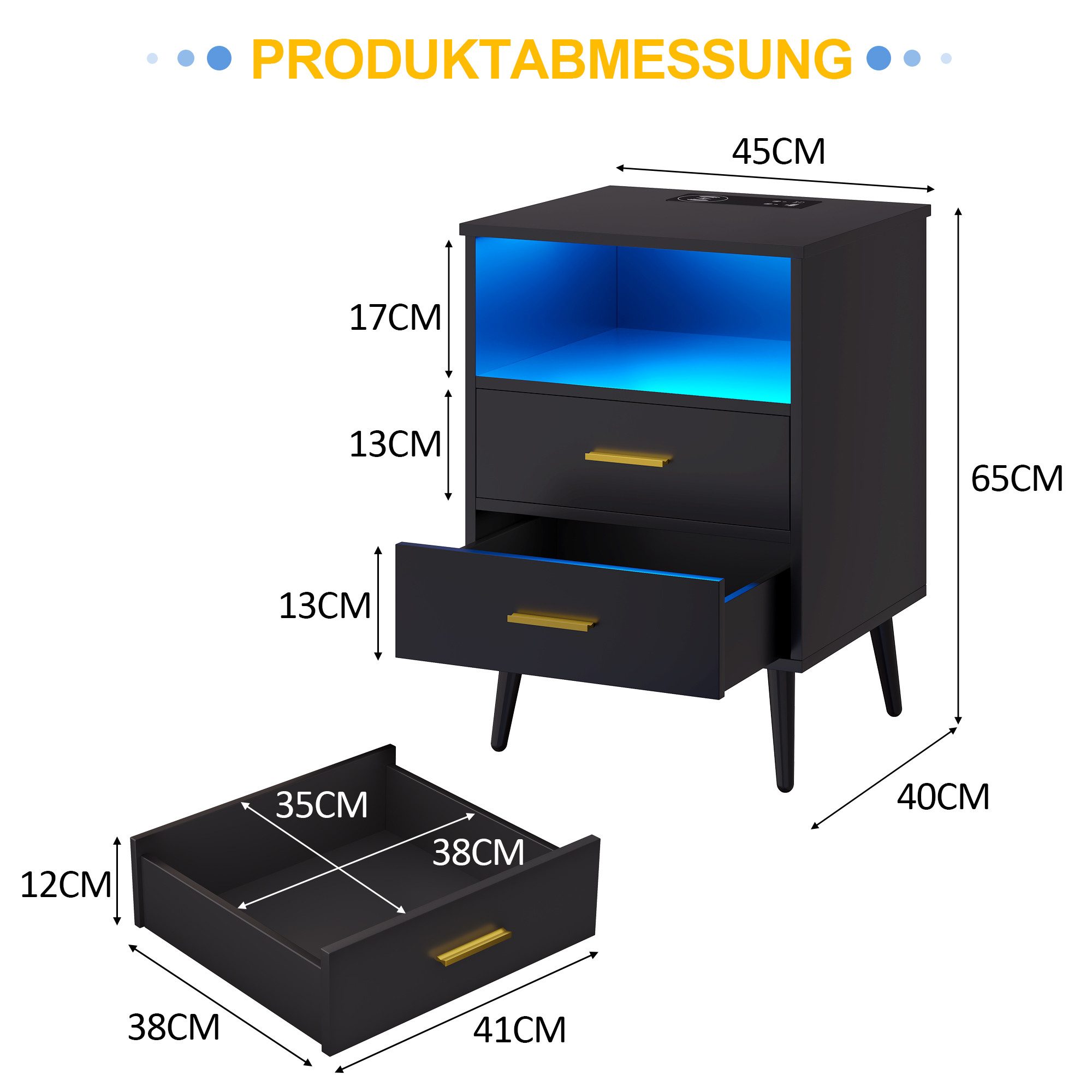 LVSOMT Nachttisch mit Beleuchtung LED und günstig online kaufen