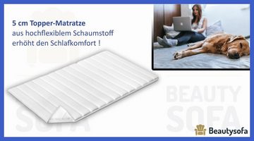 Beautysofa Boxspringbett Massi (mit 2 Bettkäasten, Bonnellfederkernmatratzen, mit Topper, mit automatische auf Federn), Kopfteil gesteppt und gepolstert