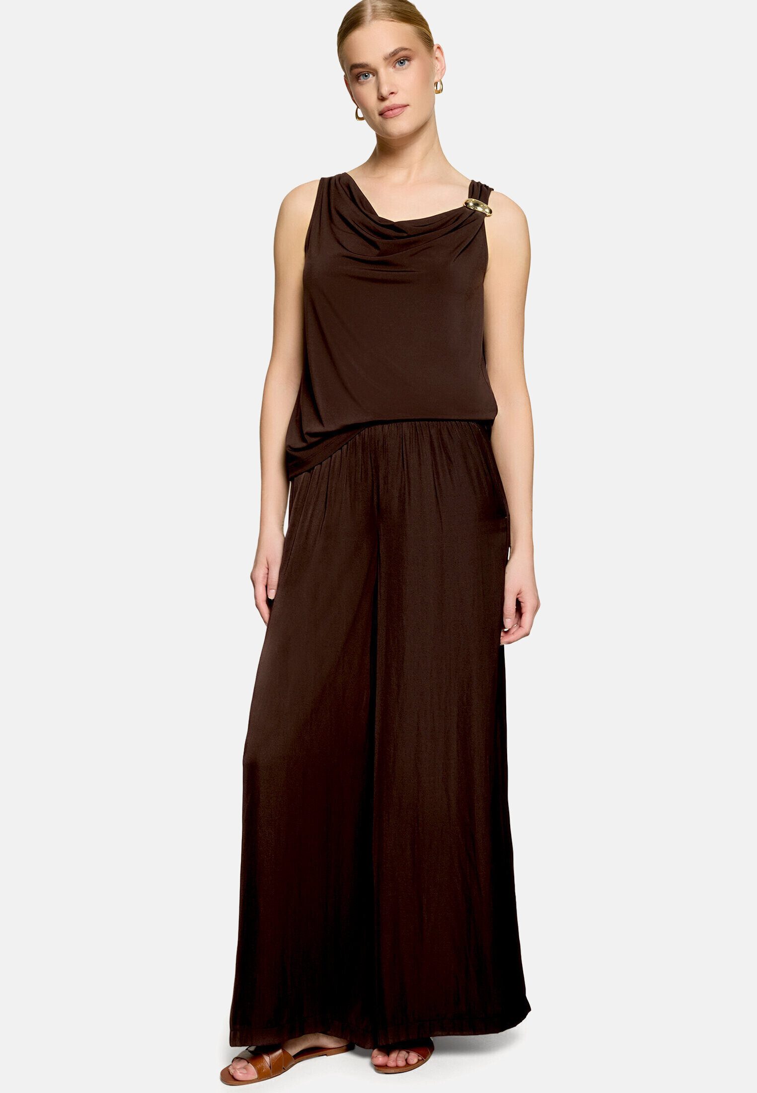 Zero T-Shirt Damen mit Wasserfallausschnitt (1-tlg) Material