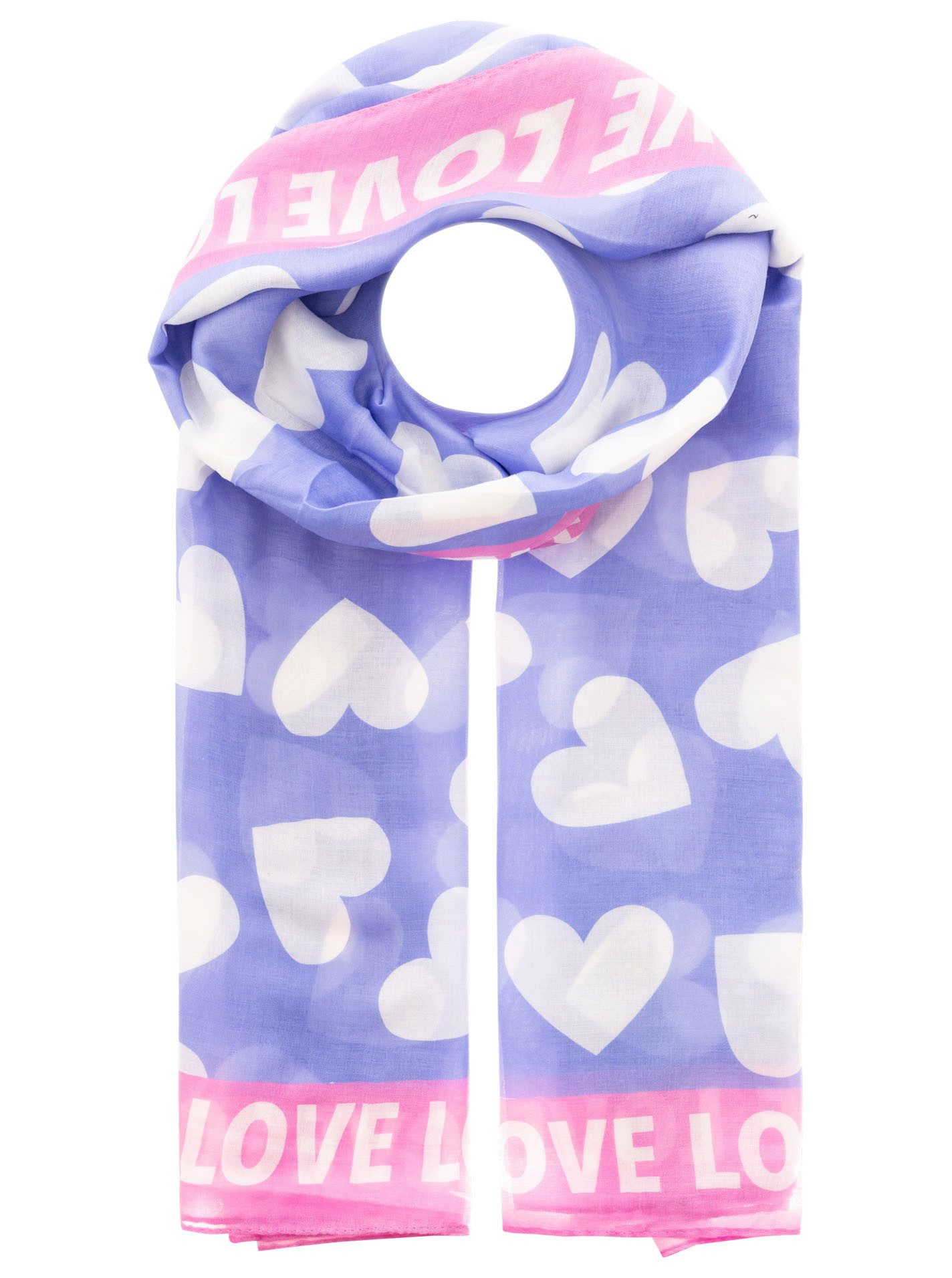 Zwillingsherz Schal "Classic Hearts", Herzmotiv, Schriftzug, transparent günstig online kaufen