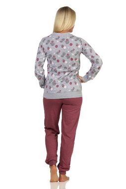 Normann Pyjama Damen Schlafanzug mit Bündchen in Tupfen / Punkte Optik - 212 750