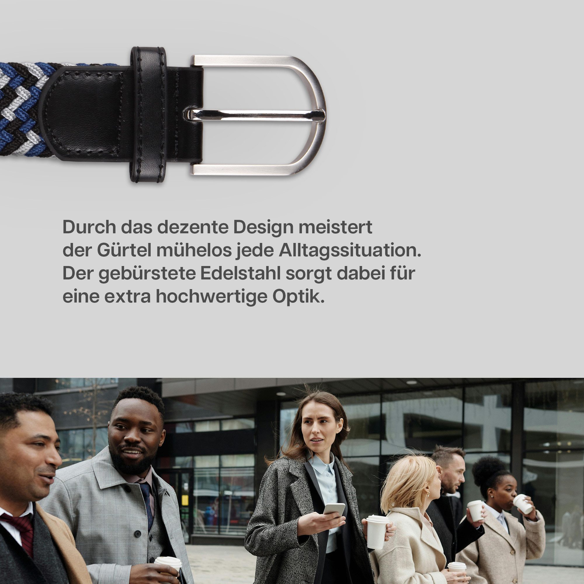 hemmy Fashion Stretchgürtel geflochten aus Stoff (1-St) 16 verschiedene Farben/Designs, 3 Größen, ohne Löcher, stufenlos