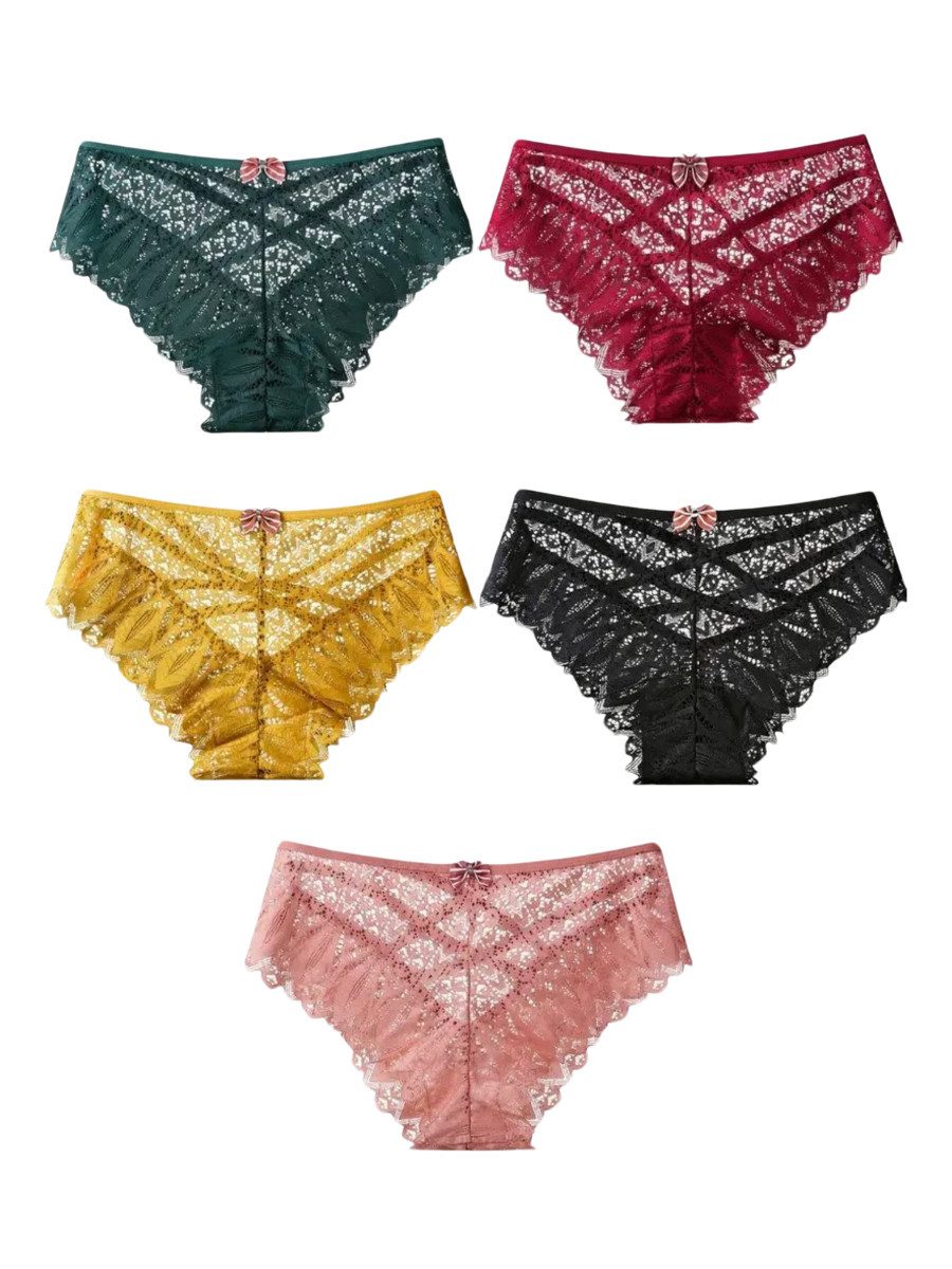Elegant Love Taillenslip Dessous, Slips, sexy Unterwäsche in Spitzenoptik, Panties (Set, 5-St., 5er-Pack) Tanga High Waist, Höschen Lingerie für Damen, Unterhosen