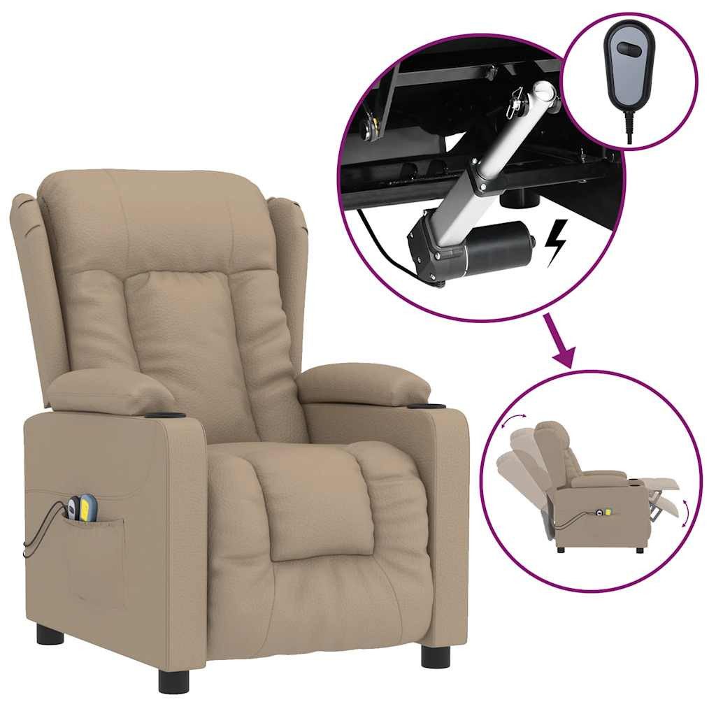 vidaXL Massagesessel Massagesessel Elektrisch Cappuccino-Braun Kunstleder günstig online kaufen