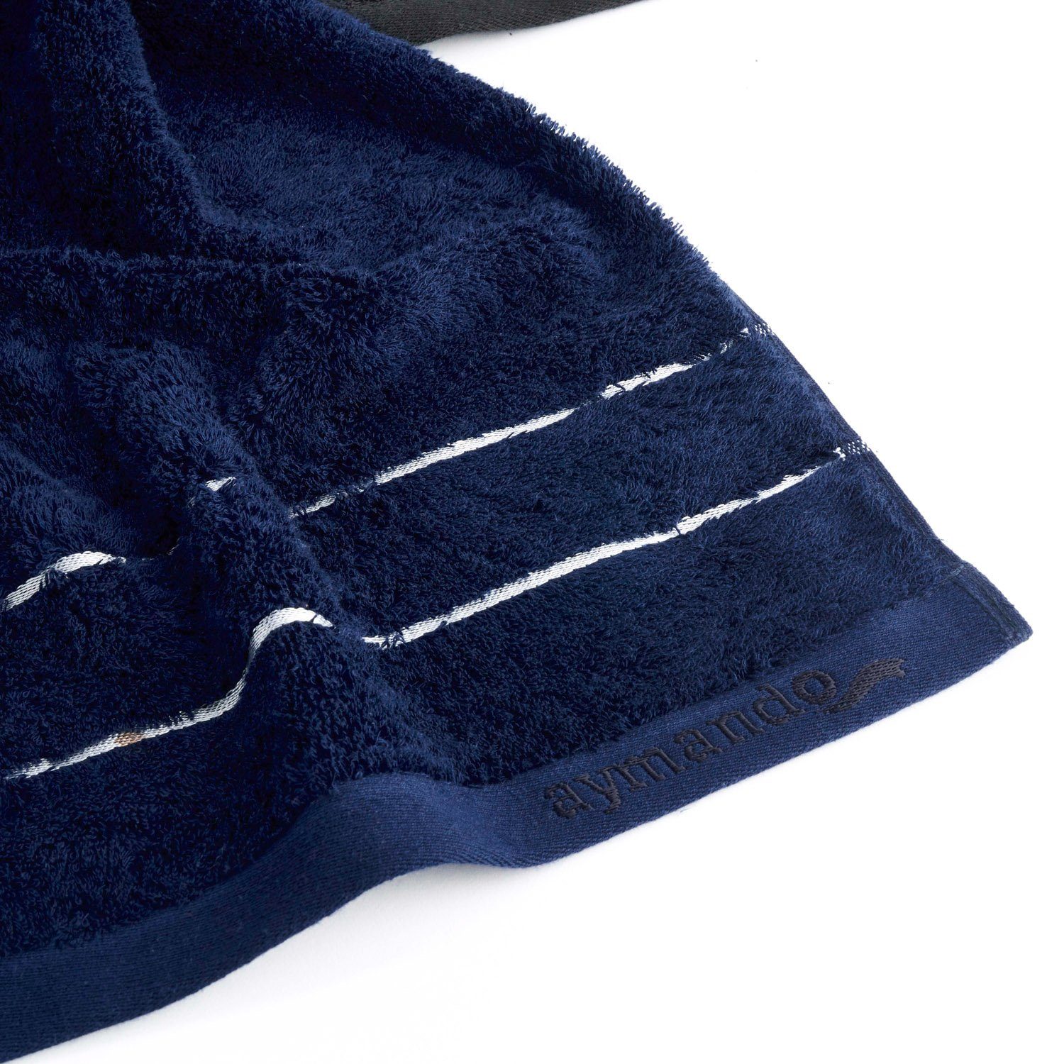 3-tlg), Blue-Silver 30x50 Dubai, Ägyptische Handtuch Set Baumwolle, (Set, cm Aymando Dark