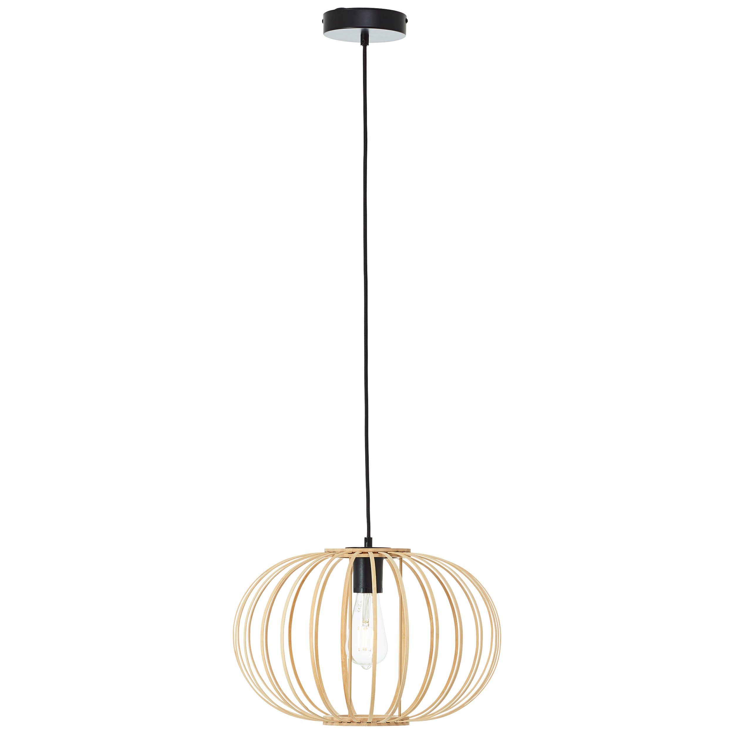 Brilliant Pendelleuchte Enca, ohne Leuchtmittel, 120 x 40 cm, E27, kürzbar, Bambus/Metall, natur/schwarz