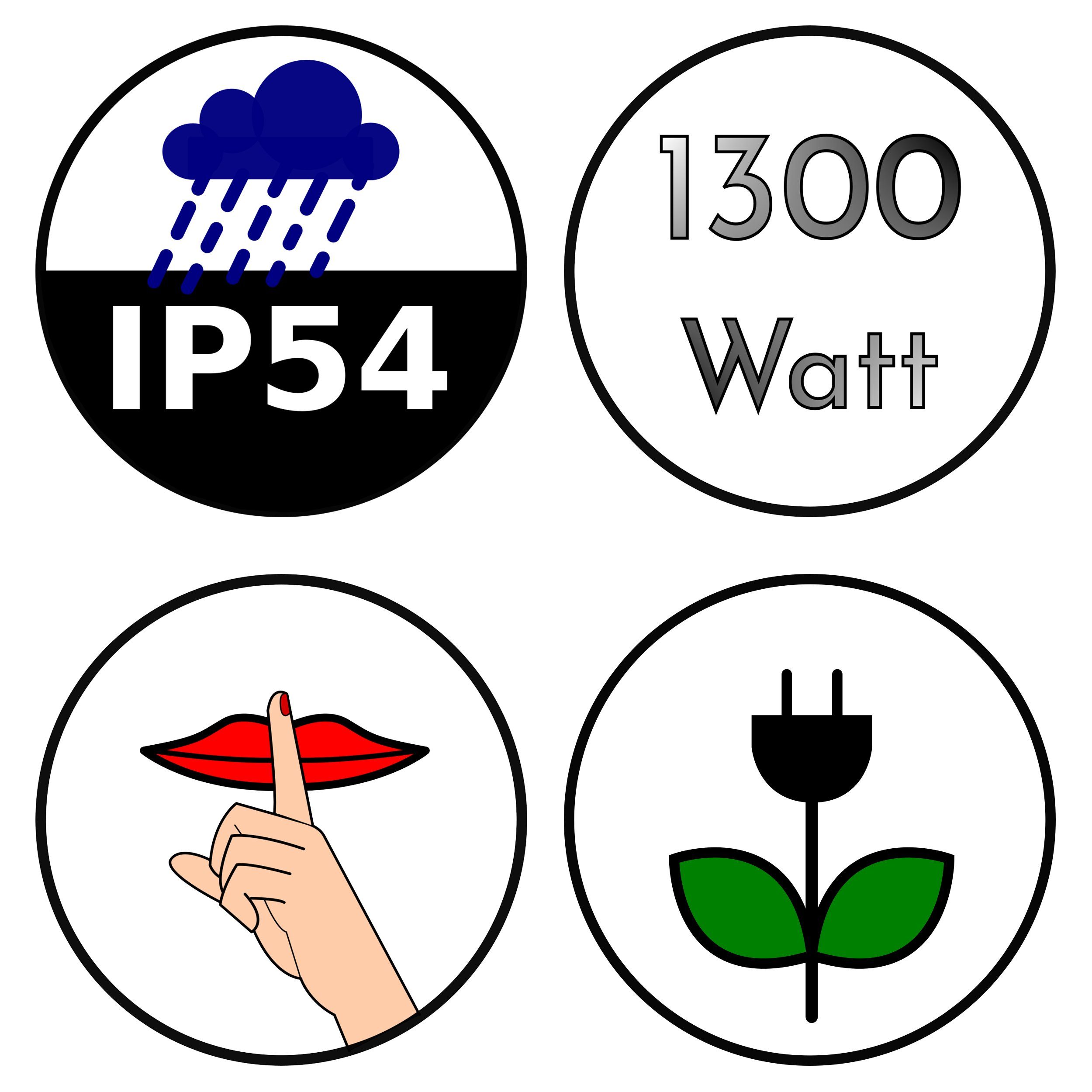 BRUBAKER Heizstrahler Infrarot Wärmestrahler IP54 Weiß, 1300 W, elektrisches Heizgerät mit Goldröhre - Infrarotstrahler