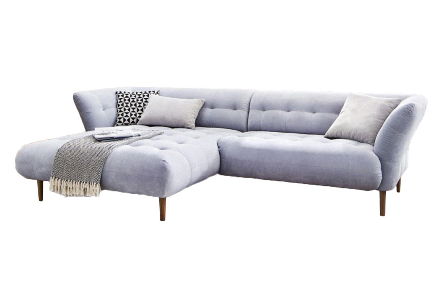 KAWOLA Ecksofa NALA, Sofa Stoff hellblau links rechts od. Stoff,Longchair