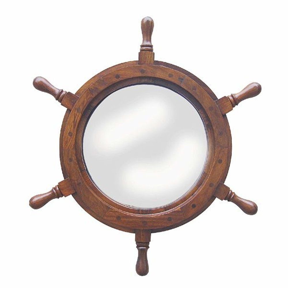 Linoows Dekoobjekt Steuerrad Spiegel, Maritimer Spiegel als Steuerrad, Hand gefertigter maritimer Wandspiegel