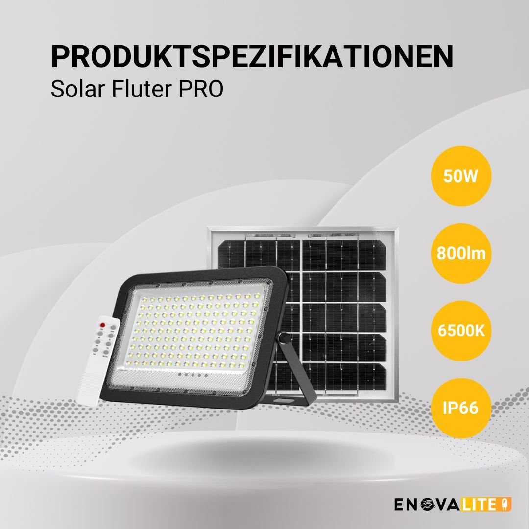 ENOVALITE LED Solarleuchte ENOVALITE Solar-Fluter 800lm 6500K Kaltweiß Solar Strahler Außen, Kaltweiß – Bild 3 von 5