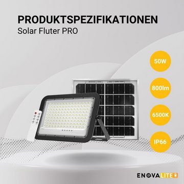 ENOVALITE LED Solarleuchte Solarstrahler PRO, LED-Fluter, 6 W PV, 800 lm, 6500K, IP65, LED fest integriert, Tageslichtweiß, kaltweiß, steuerbar mit Fernbedienung, Solarfluter mit Akku