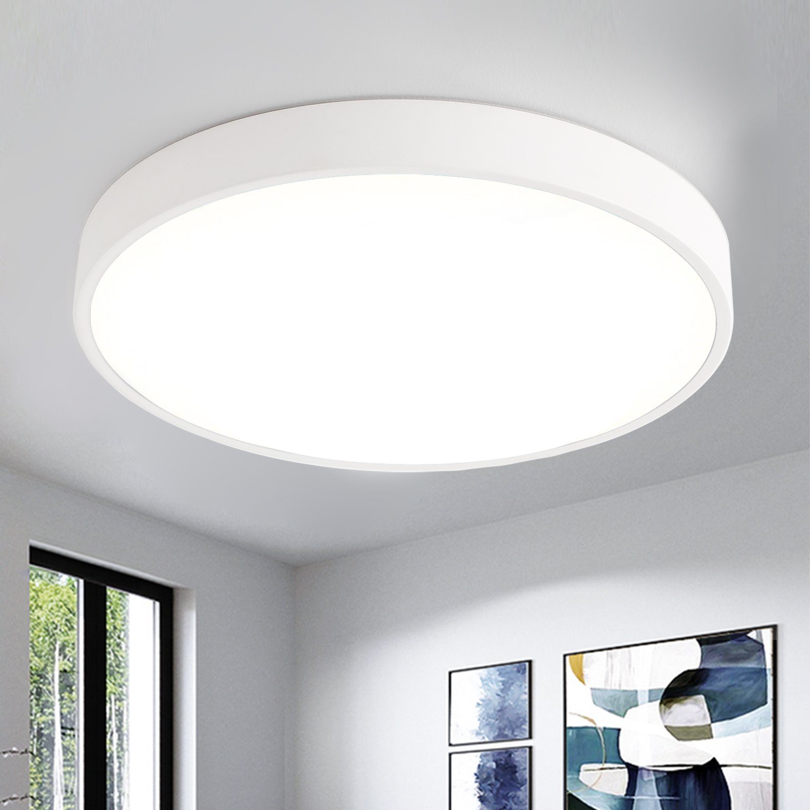style home Deckenleuchte Deckenlampe Runde Leuchte, 36W, LED fest integriert, Warmweiß 3000K, Ø40*4cm, Weiß, für Wohnzimmer Schlafzimmer Küche
