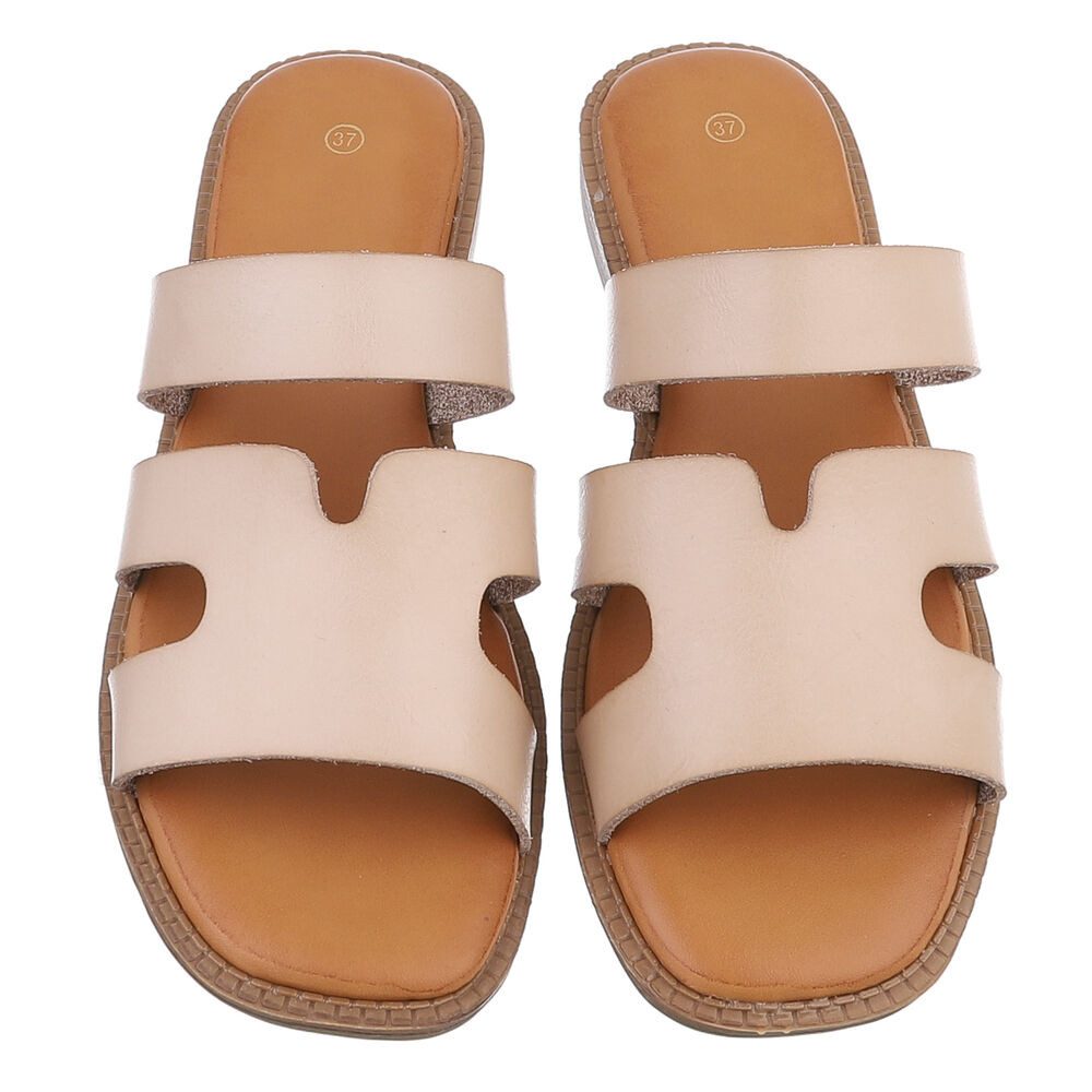 Ital-Design Damen Sandale mit breiten Riemen und bequemer Innensohle Pantolette (91409305) Keilabsatz/Wedge Pantoletten in Grau – Bild 4 von 5