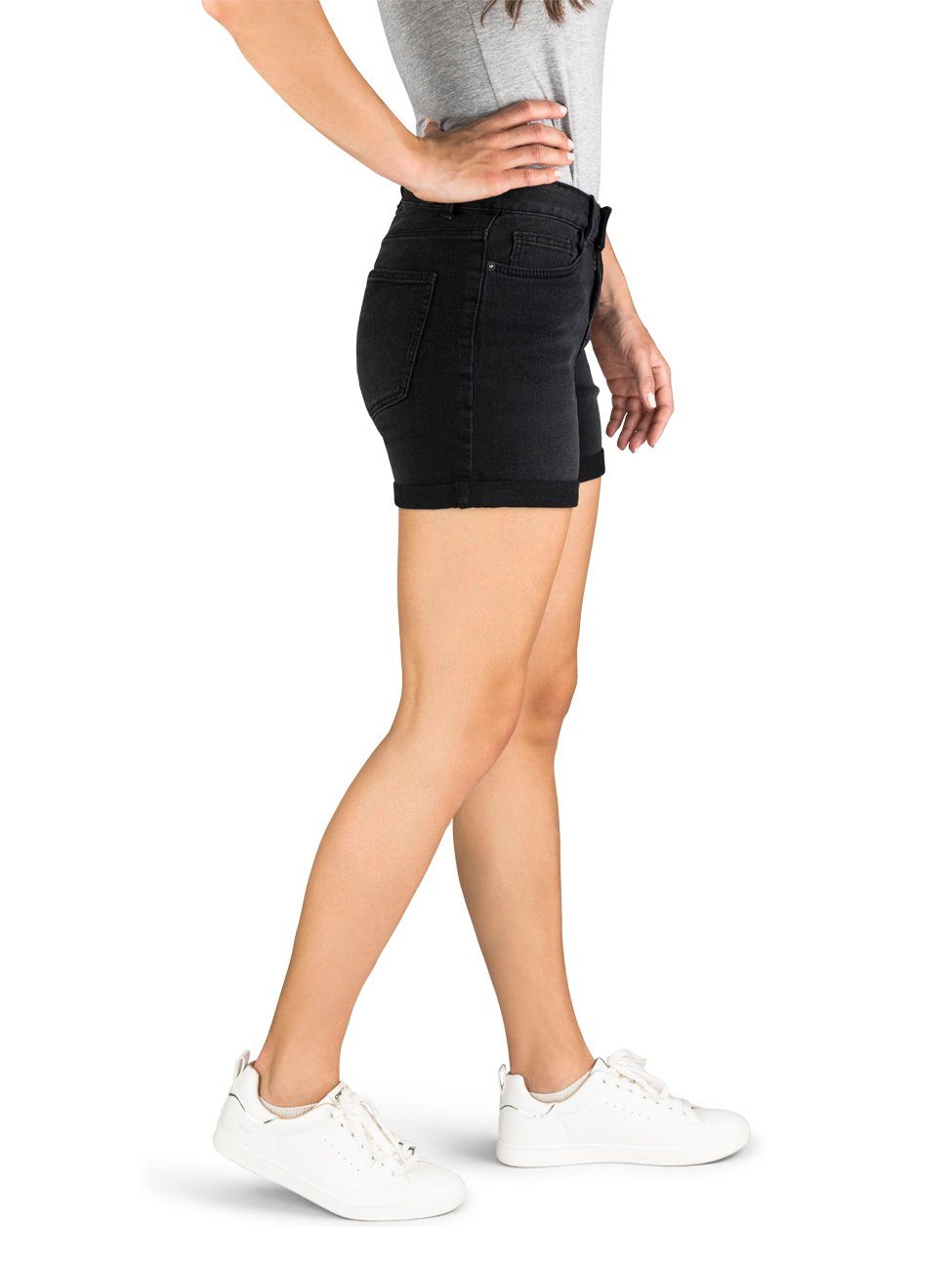 Noisy may Jeansshorts Damen Shorts Basic Stretch Grey Regular BeLucky mit Light Hotpants Fit Blue (27028348) & Dark