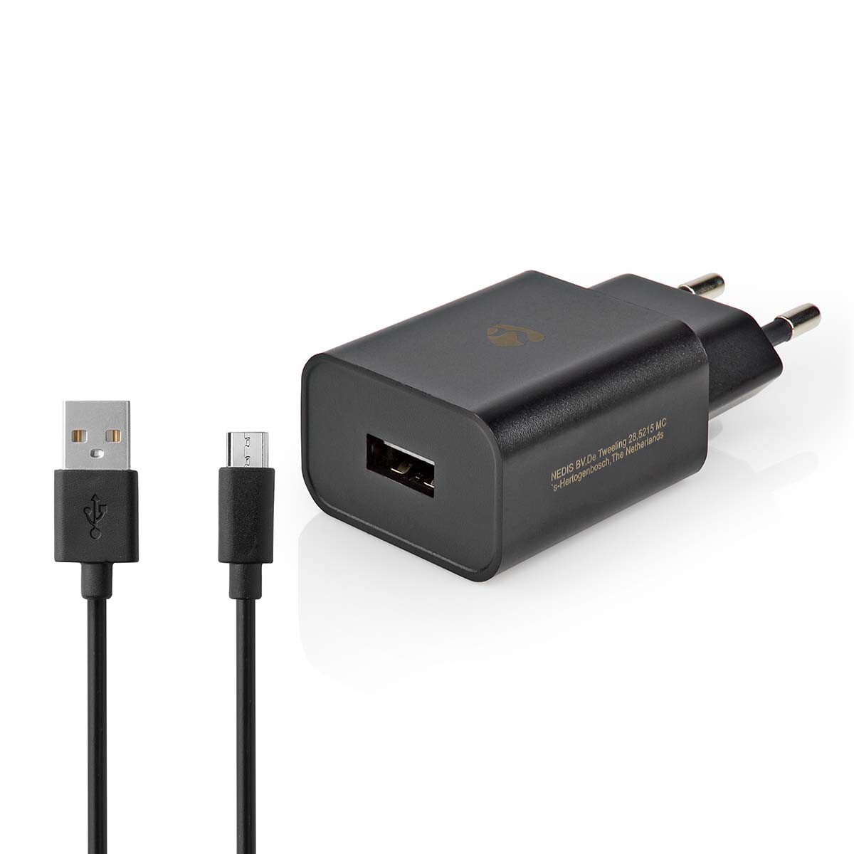 Nedis WCHAM105ABK Universal-Ladegerät (1-tlg., USB-A, Micro USB, für einfache Nutzung und flexibles Laden)