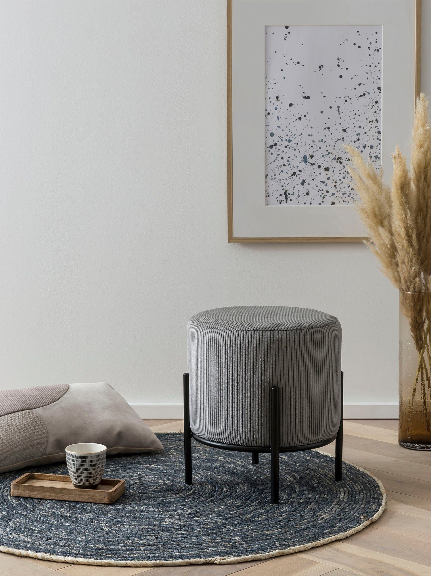 SalesFever Polsterhocker Komfortabler Polsterhocker, mit Design-Gestell aus günstig online kaufen