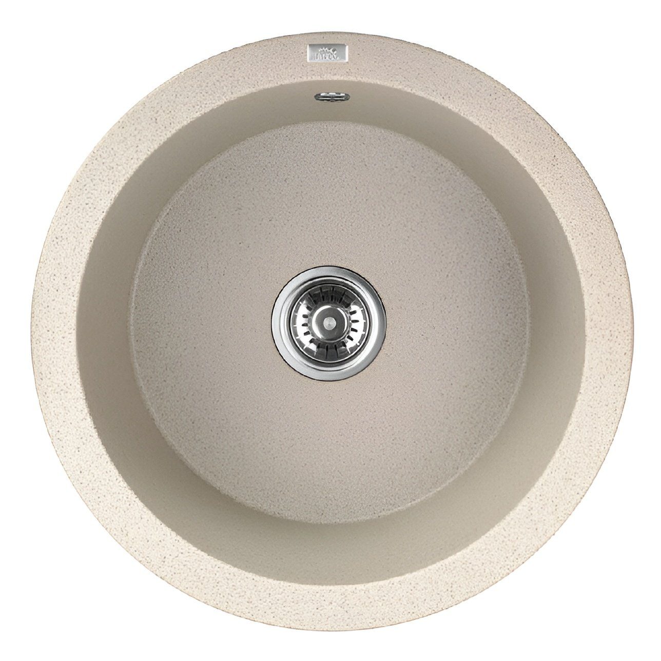 KOLMAN Küchenspüle Einzelbecken Dafne Rund Granitspüle, Rund, 51/51 cm, Beige, Space Saving Siphon GRATIS