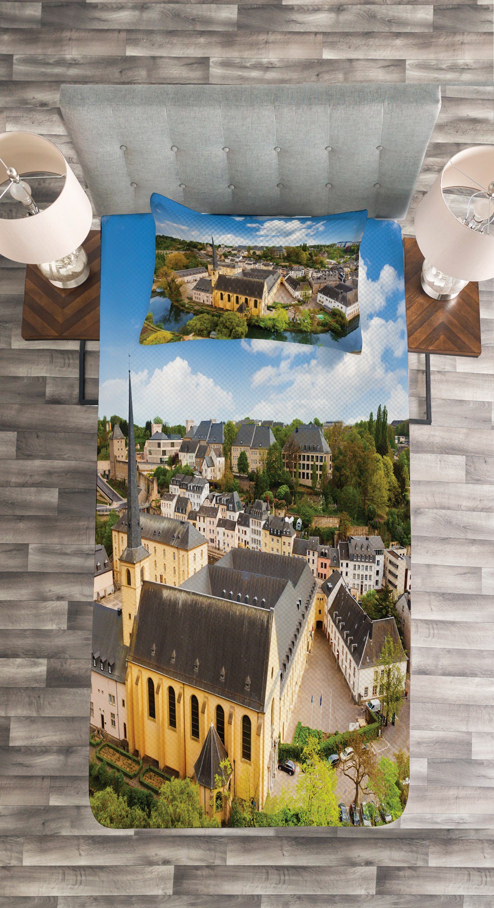 Waschbar, Abakuhaus, Luftbild mit Tagesdecke Stadtansicht der Altstadt Kissenbezügen Set