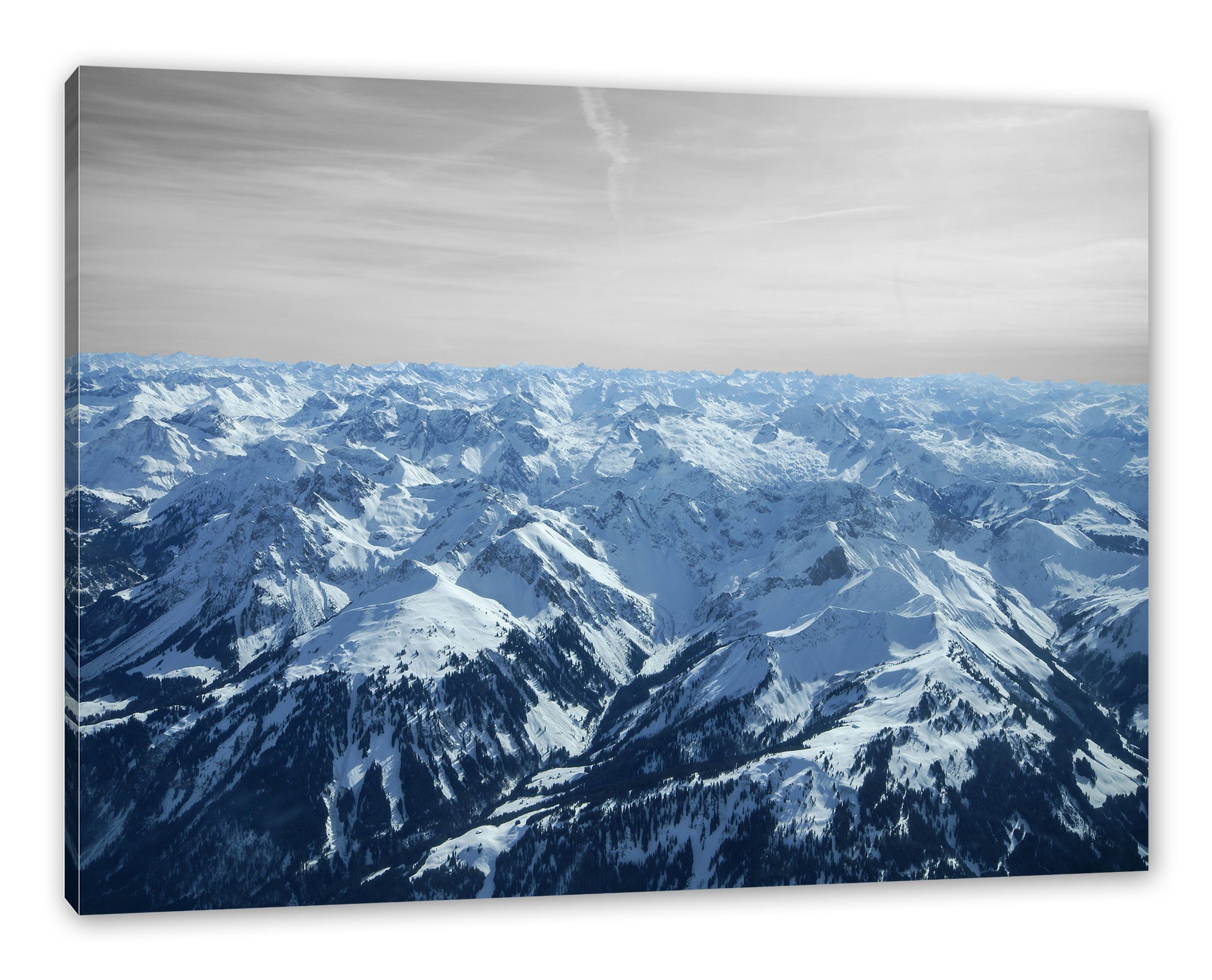 Pixxprint Leinwandbild Alpen mit Schneespitzen, Alpen mit Schneespitzen (1 St), Leinwandbild fertig bespannt, inkl. Zackenaufhänger