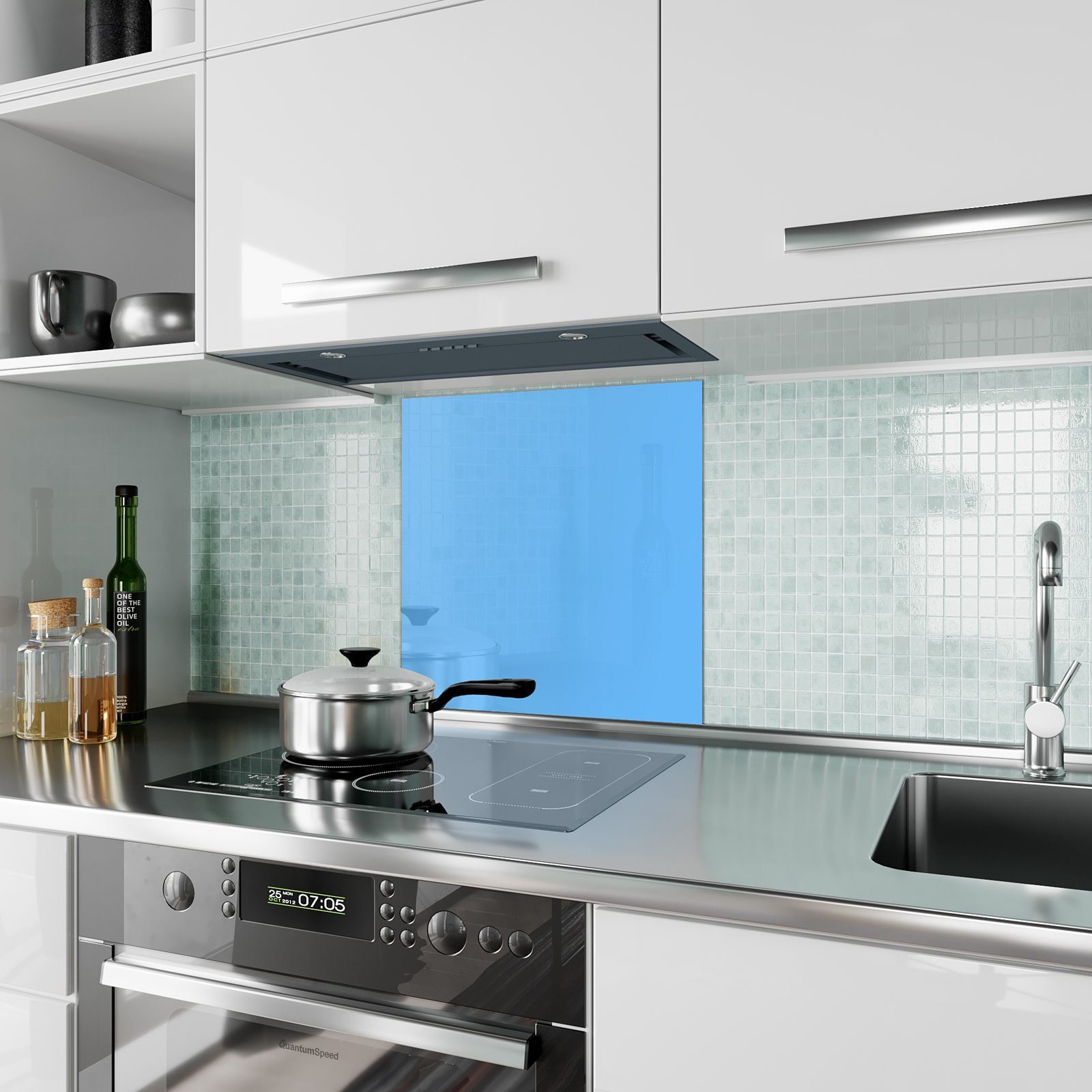 Primedeco Glas Spritzschutz Hintergrund Himmelblauer Küchenrückwand