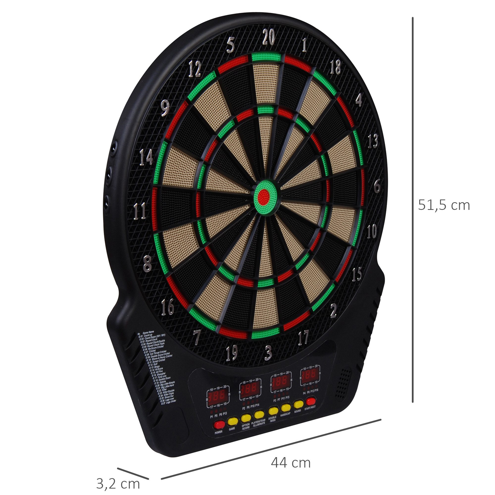 SeedWave Dartscheibe Elektronische Dartboard, 6 Darts, 24 Dartköpfen, 243 Spielvariationen, für 16 Spieler, interaktive Soundeffekte, große Auffangfläche