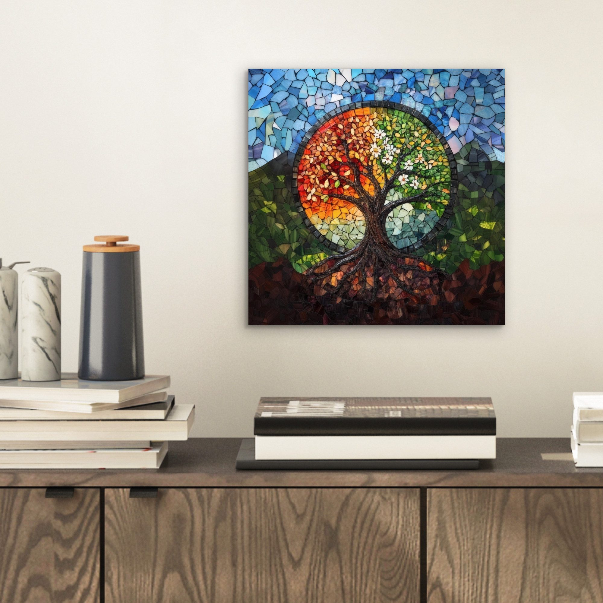 MuchoWow Metallbild Baum - Jahreszeiten - günstig online kaufen