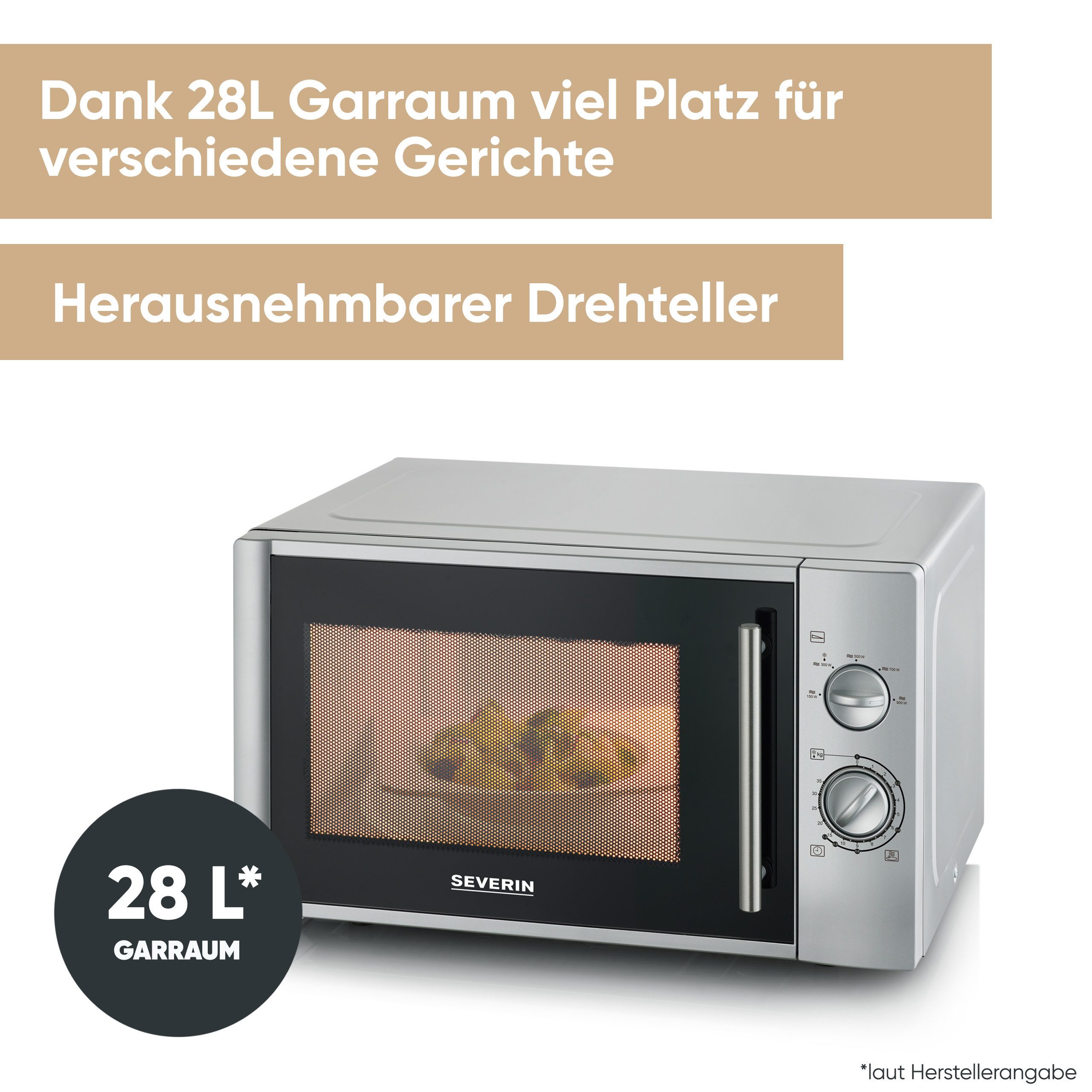 Severin Mikrowelle MW 7772, Mikrowelle, 28 l, 5 Leistungsstufen inkl. Auftauprogramm