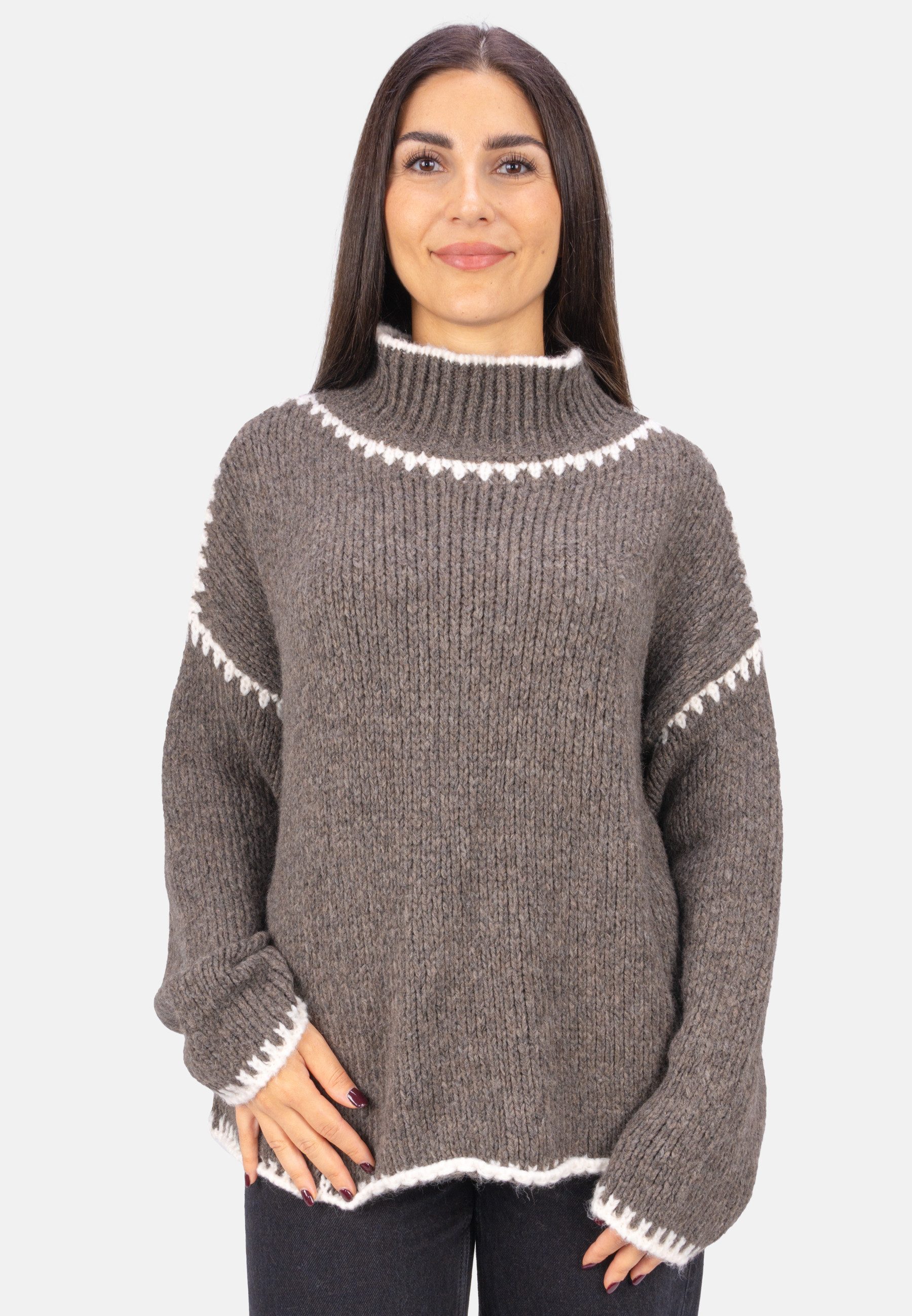 Seasons of April V-Ausschnitt-Pullover JOLIE Damen Strickpullover mit Stehk günstig online kaufen