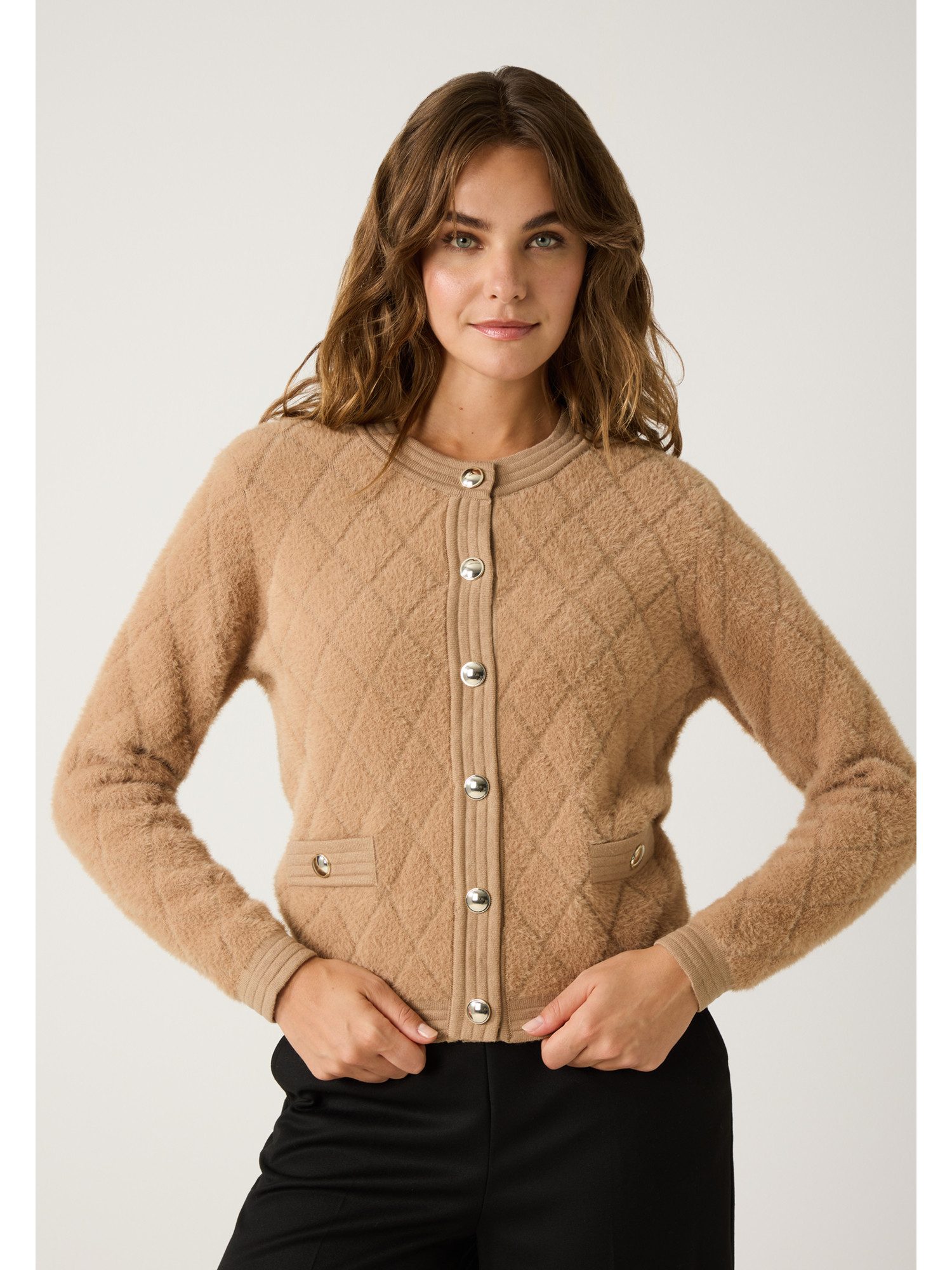 MORE&MORE Cardigan kuschelige Fell-Strickjacke günstig online kaufen