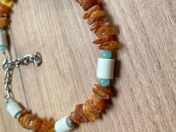 Wandtattoodesign Hunde-Halsband Bernsteinkette mit Edelstein Amazonit und EM Keramik Gratis Aufkleber, in Verschiedenen Größen
