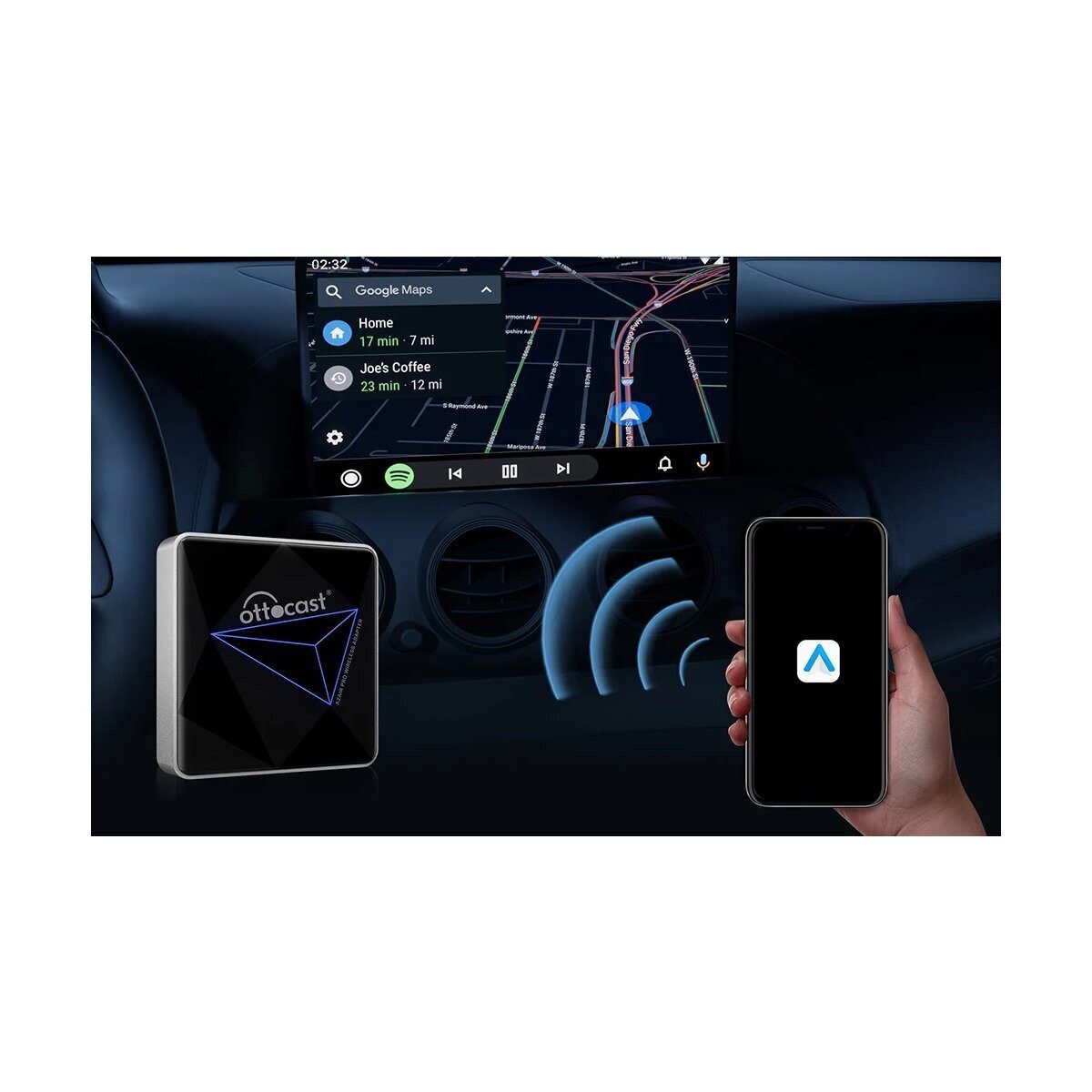 OTTOCAST Ottocast AA82 A2-AIR PRO Drahtloser Android Adapter Auto-Adapter