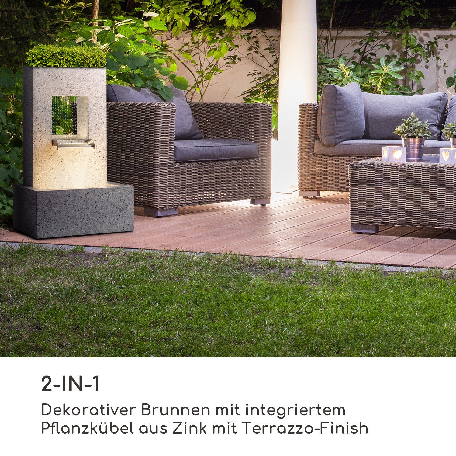 blumfeldt Wasserspiel Bloomingstone Brunnen, brunnen spring zimmer zier brunnen led-beleuchtung terasse