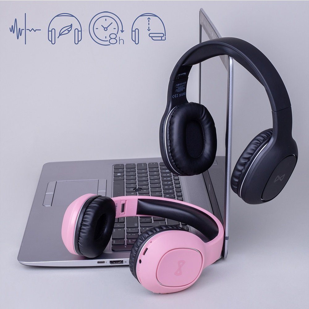 Headset On-Ear BTH-505 MUSSIO Wireless Pink kabellose Kopfhörer On-Ear-Kopfhörer Forever
