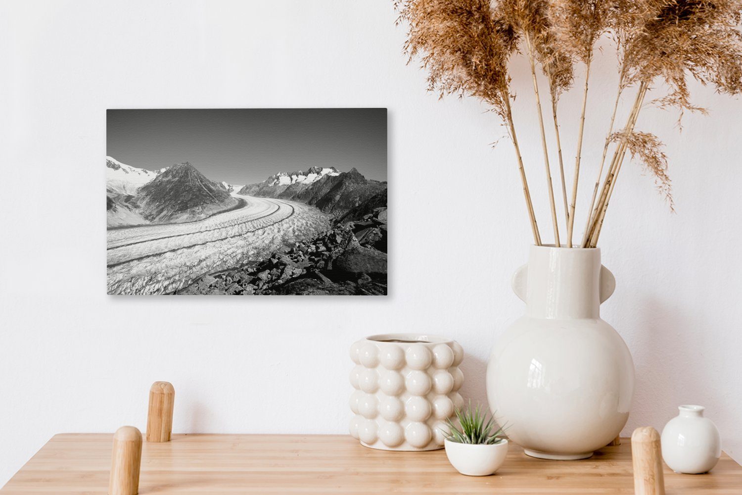 Kanton Wanddeko, Wandbild Luft bei cm OneMillionCanvasses® Leinwandbilder, Aletschgletscher Der -, im klarer (1 30x20 St), Schweizer Wallis Leinwandbild Aufhängefertig,