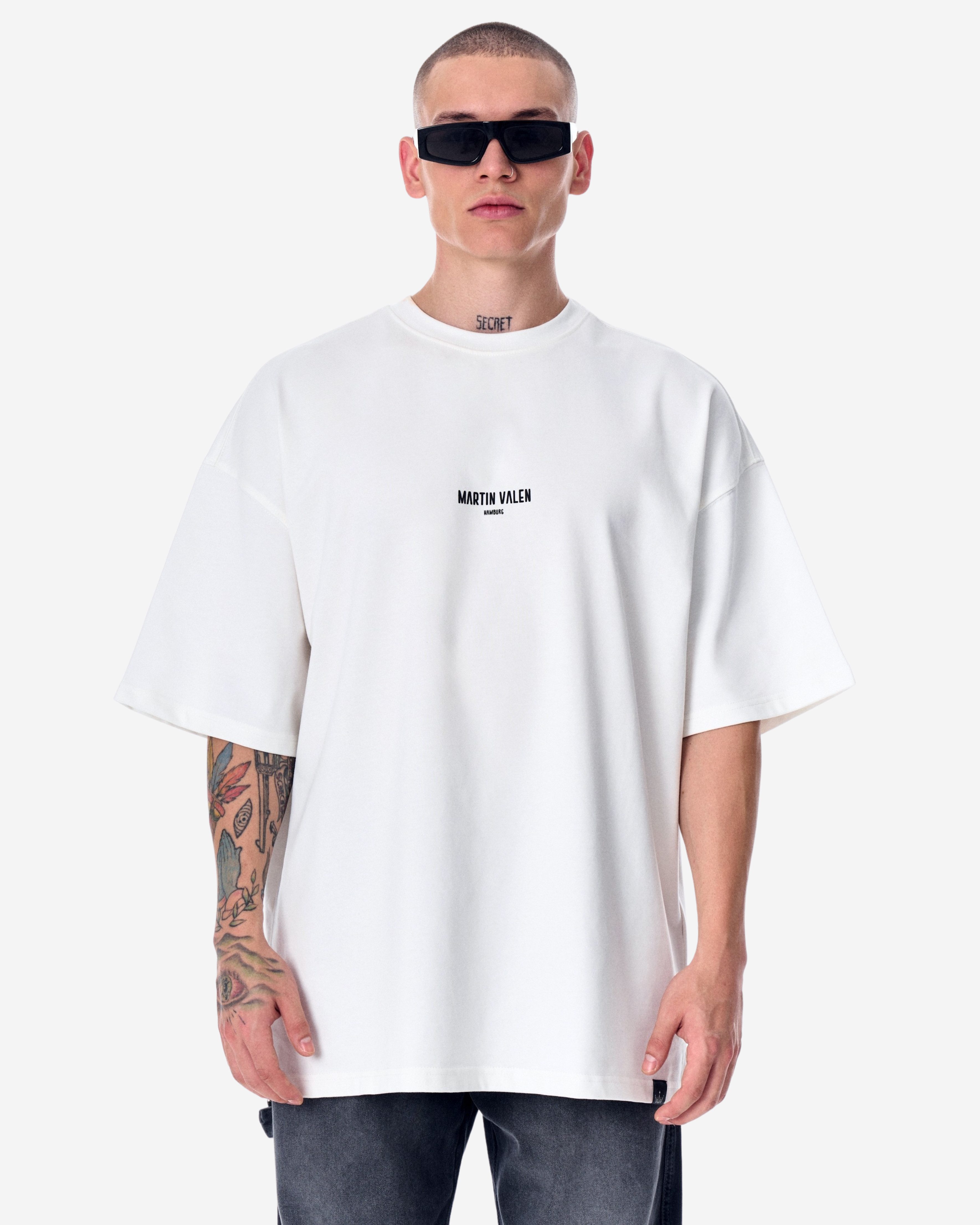 Martin Valen T-Shirt Designer Weiß Bedrucktes T-Shirt - Groß