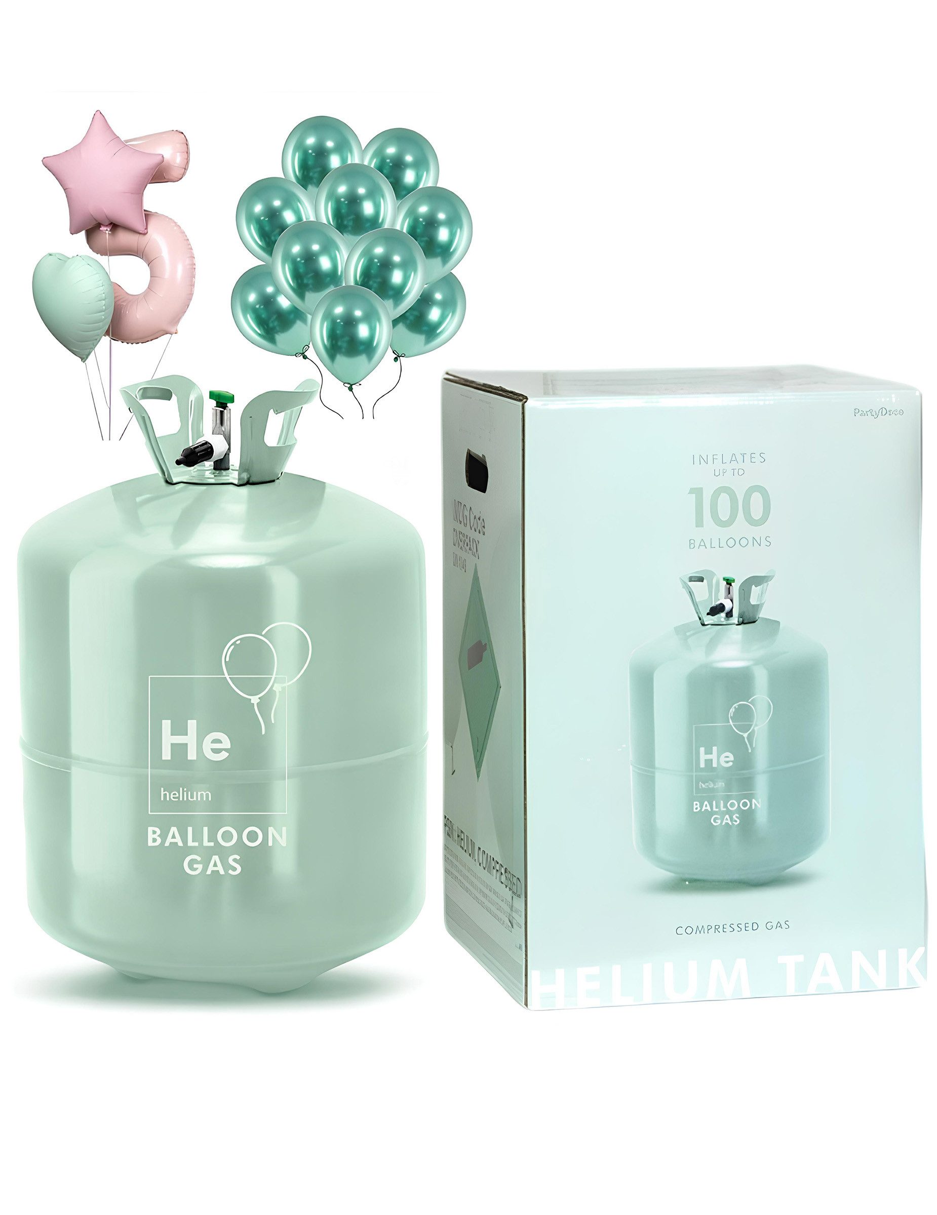 partydeco Kostüm Extra Große Heliumflasche bis zu 90 Ballons