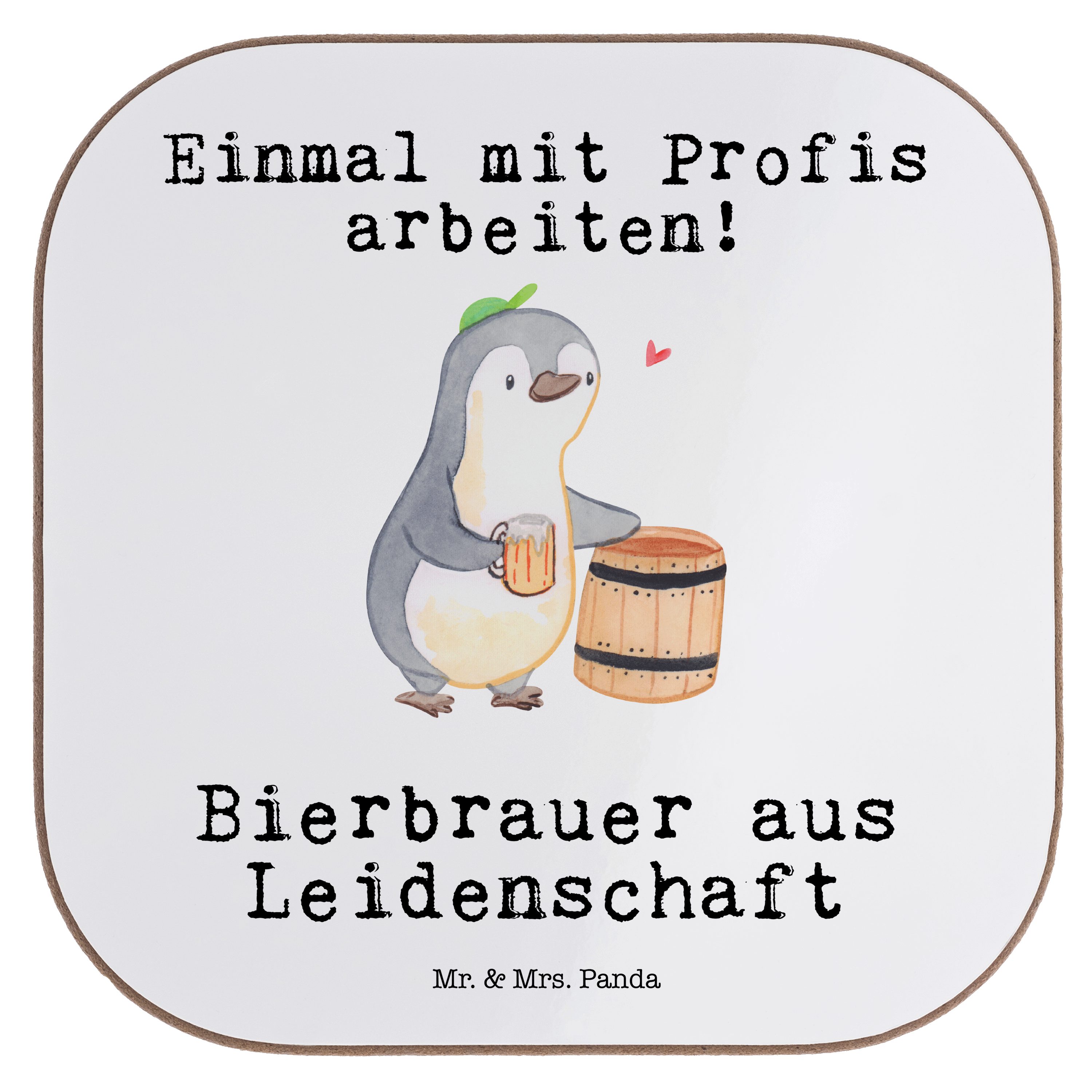 Mr. & Mrs. Panda Getränkeuntersetzer Bierbrauer aus Leidenschaft - Weiß - Geschenk, Party, Glasuntersetzer, 1-tlg.