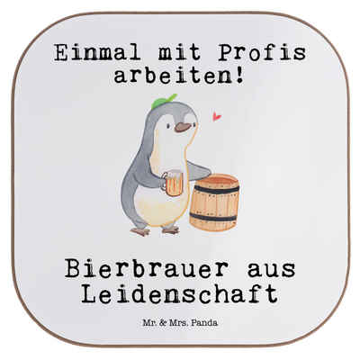 Mr. & Mrs. Panda Getränkeuntersetzer Bierbrauer Leidenschaft - Weiß - Geschenk, Party, Glasuntersetzer, Bi, 1-tlg., Robustes Material