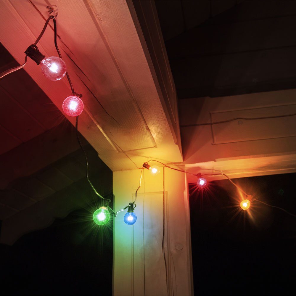 etc-shop LED Dekolicht, LED-Leuchtmittel fest verbaut, Farbwechsel, LED Lichterkette Außen Lampe Leuchte Schwarz Opal Garten Terrasse