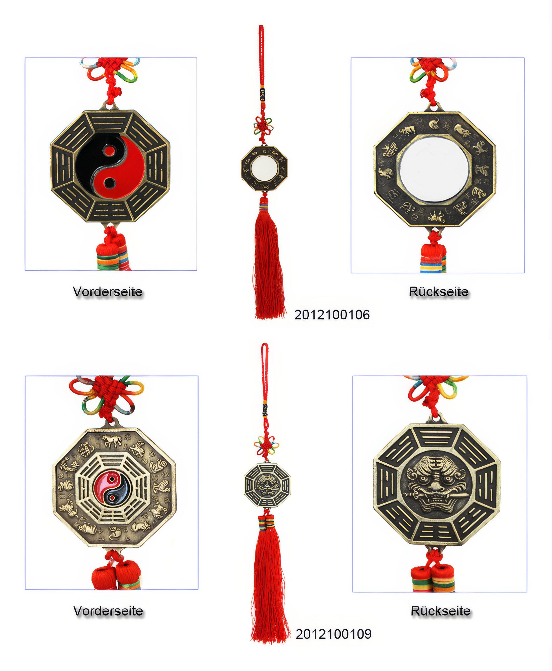Yudu Anhänger Set 2 x Glücksbringer Bagua YinYang Zeichen Glücksbänder Glücksanhänger