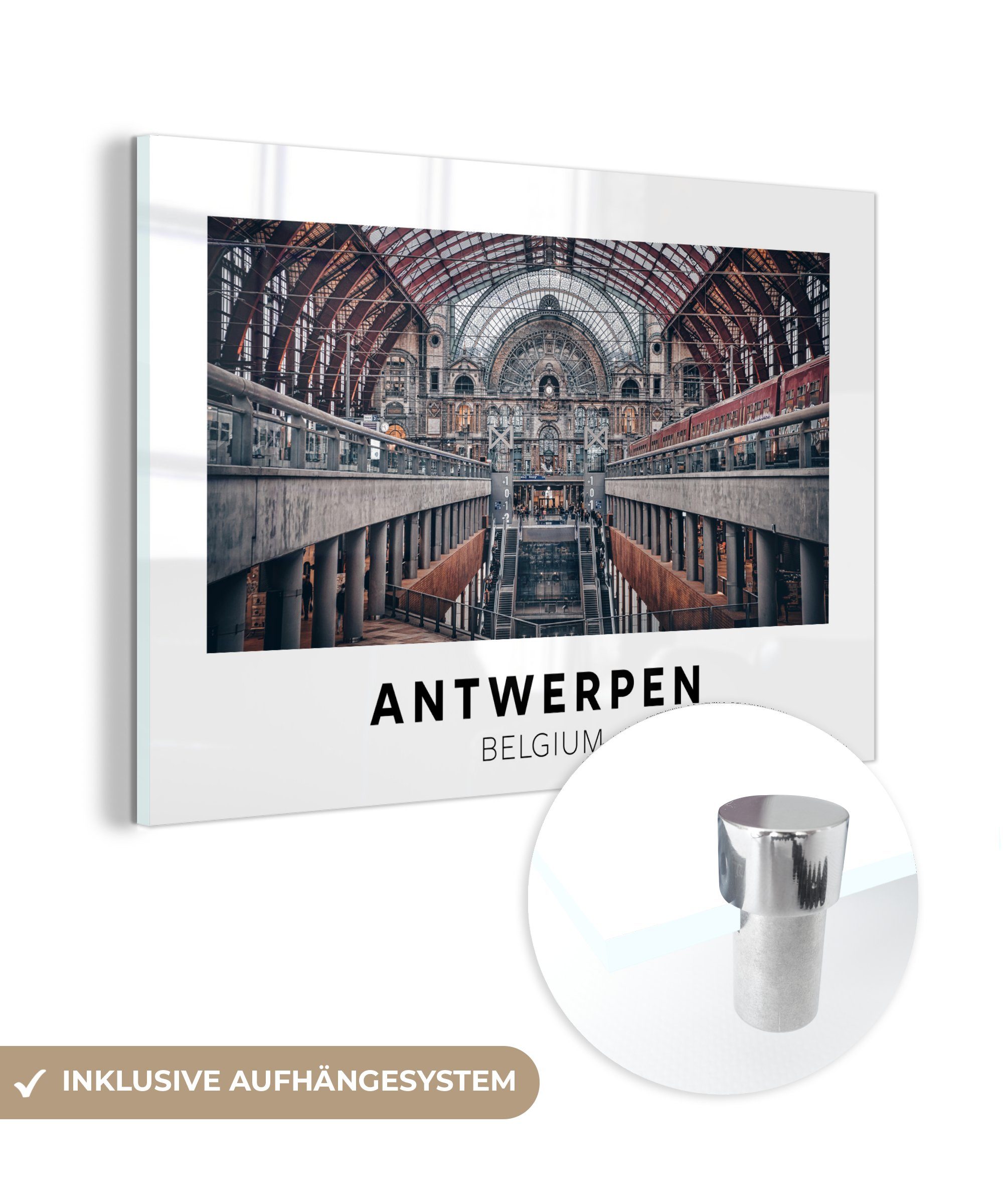 MuchoWow Acrylglasbild Antwerpen - Belgien - Architektur, (1 St), Glasbilder - Bilder auf Glas Wandbild - Foto auf Glas - Wanddekoration