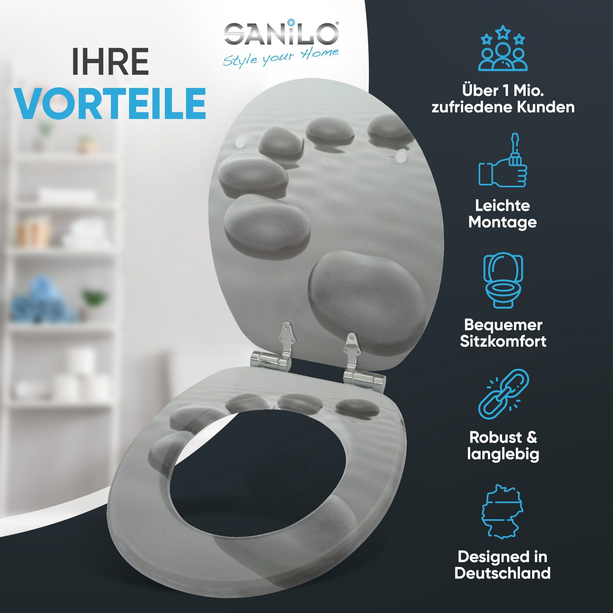Sanilo WC-Sitz Black Stones, mit Absenkautomatik, günstig online kaufen