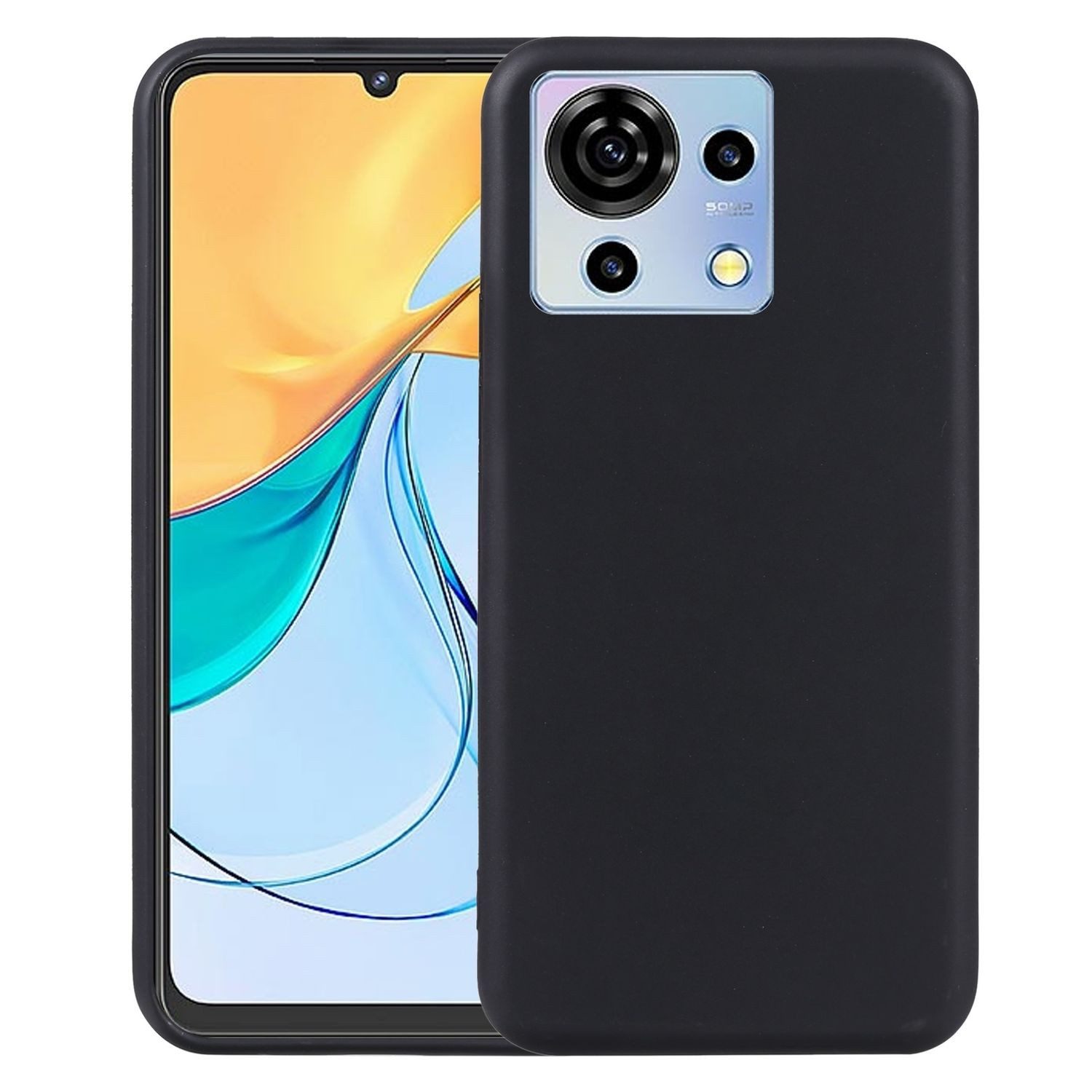 Wigento Handyhülle Für ZTE Blade V50 Vita Silikon TPU Schutz Handy Hülle Cover Schwarz